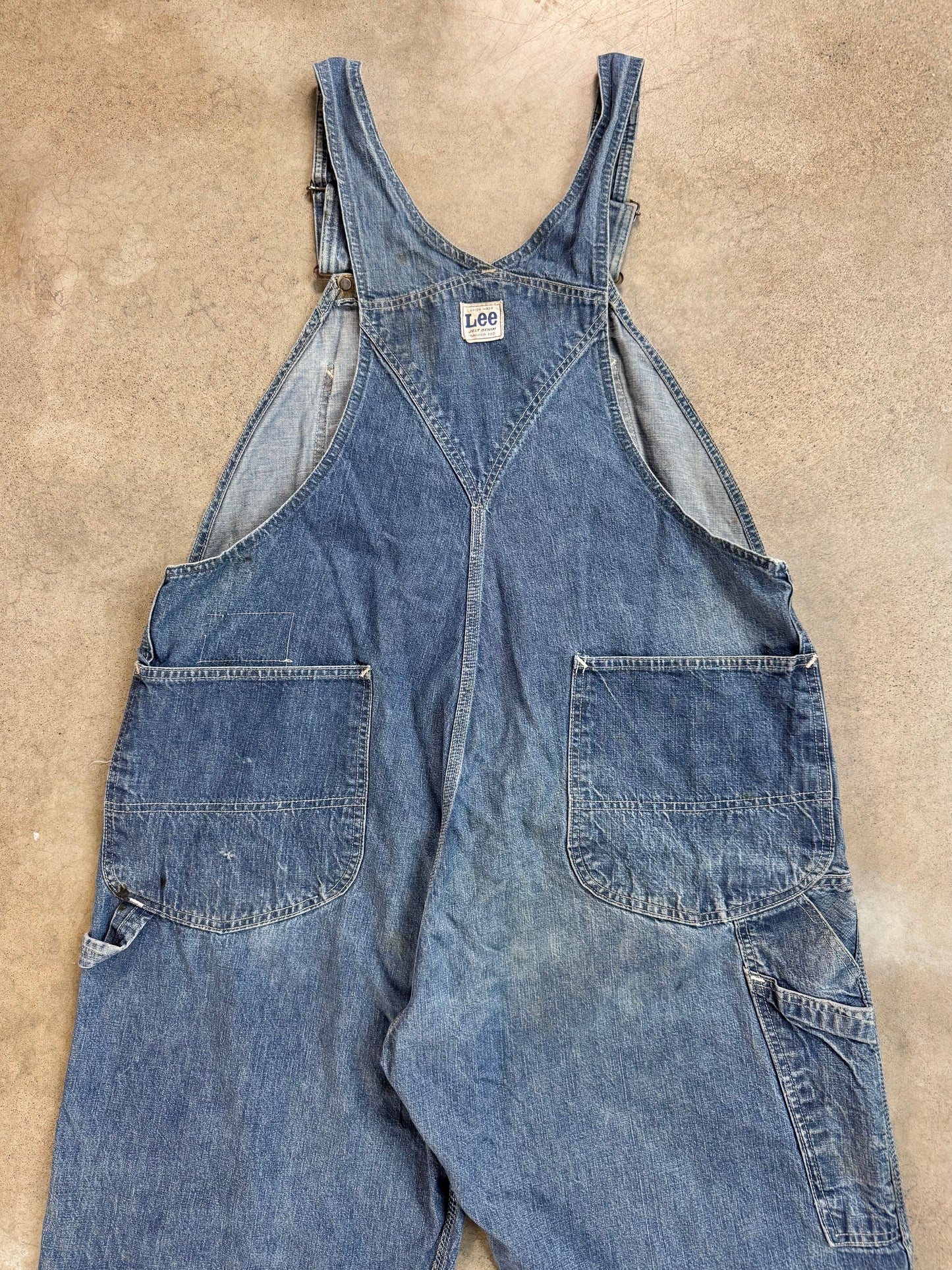 Vintage 1960s Lee Distressed Denim Overalls | XL