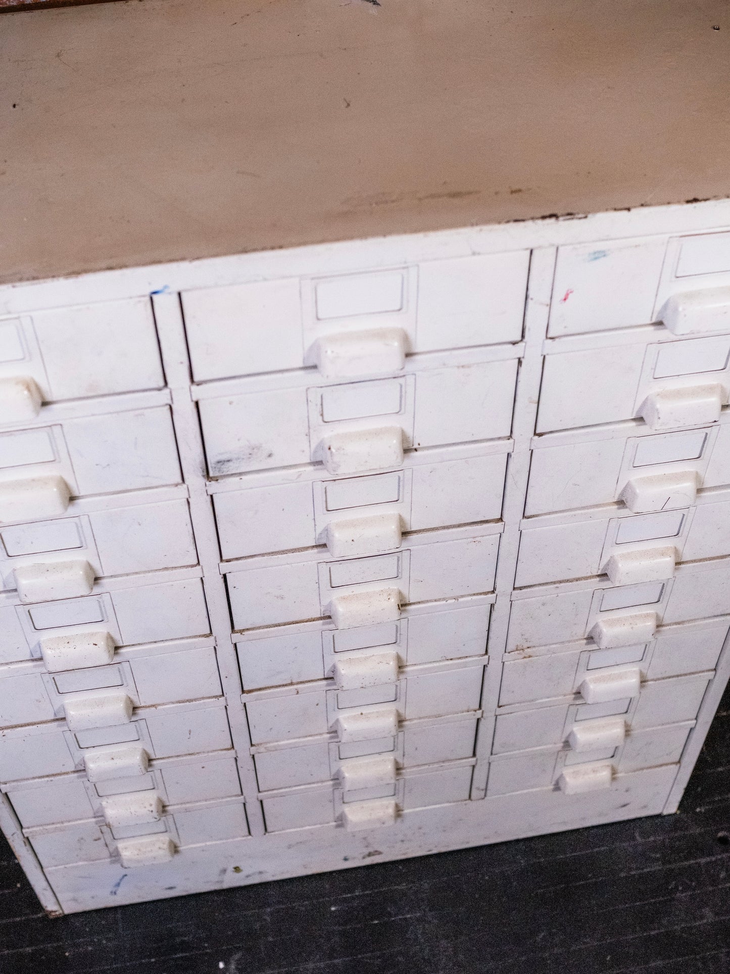 Vintage White Metal Catalog Drawer