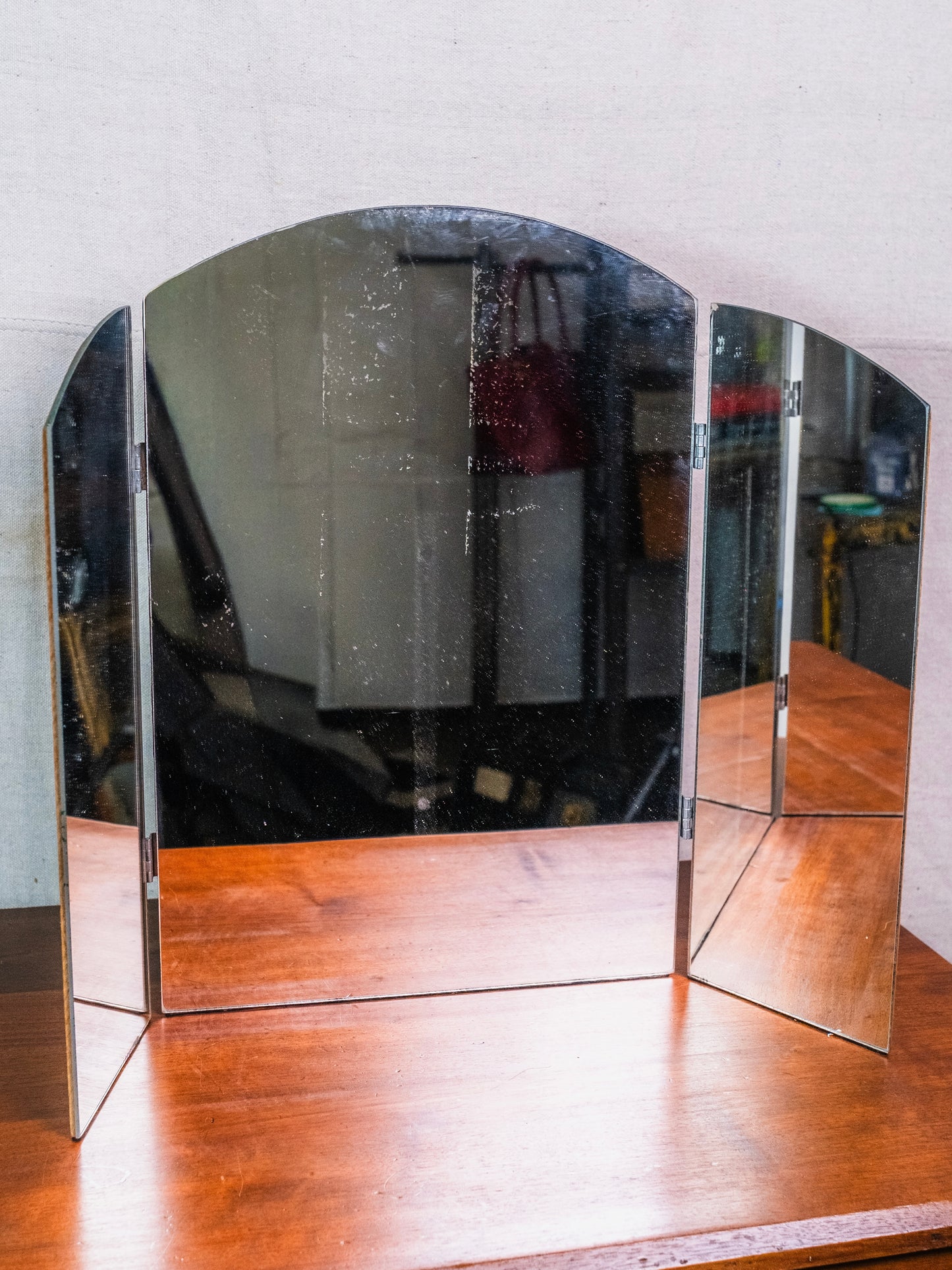 Vintage 1940s Three-Panel Folding Vanity Mirror