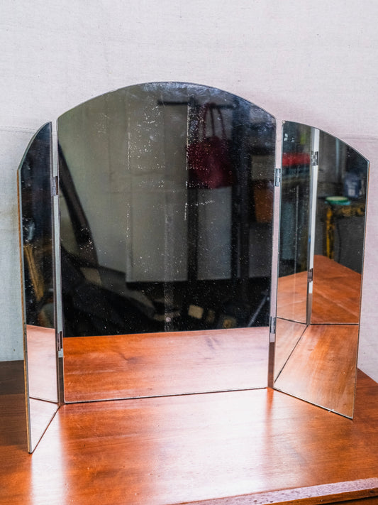 Vintage 1940s Three-Panel Folding Vanity Mirror