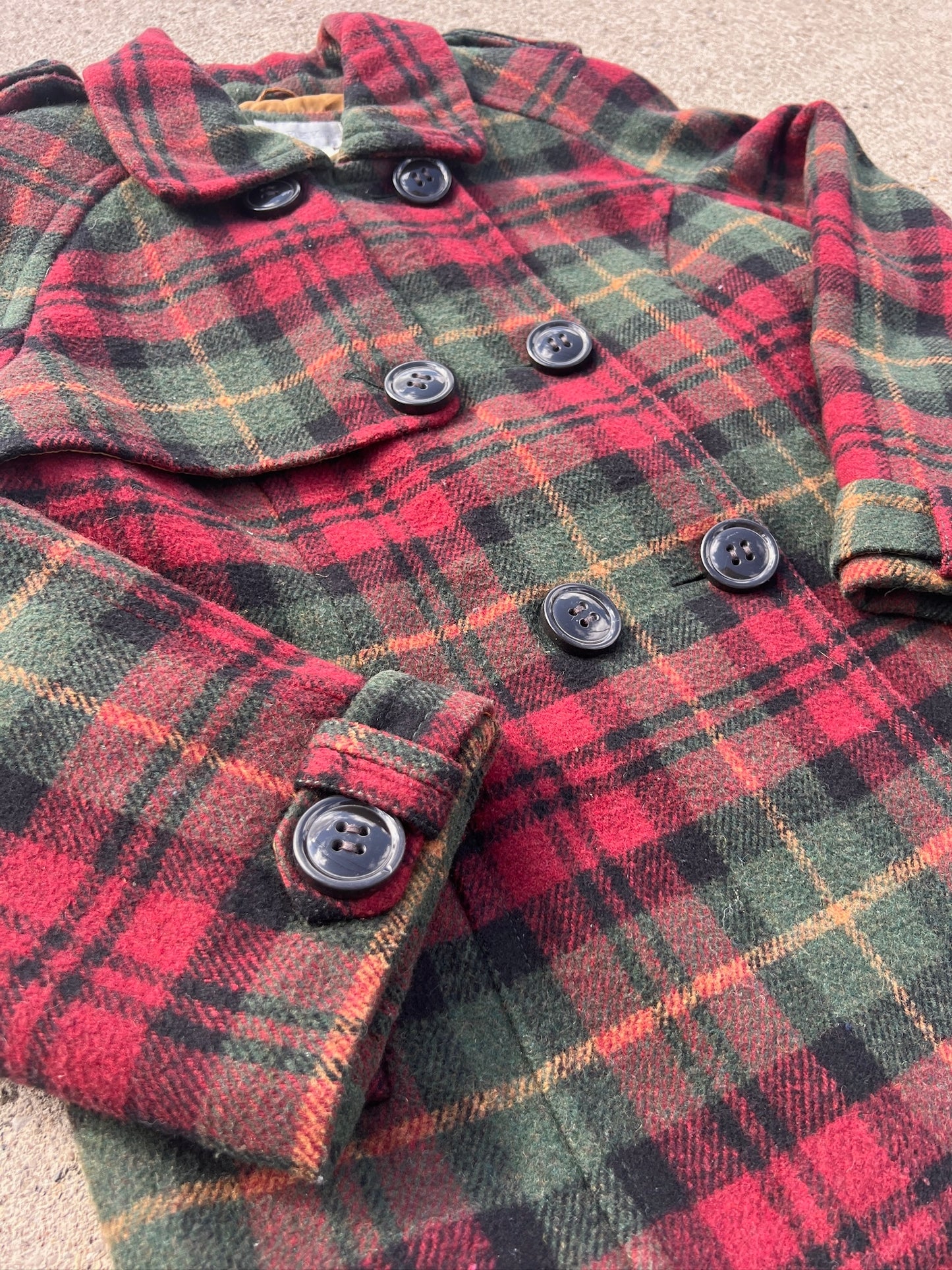 Vintage 1990s Charles Klein Plaid Wool Blend Peacoat | Large