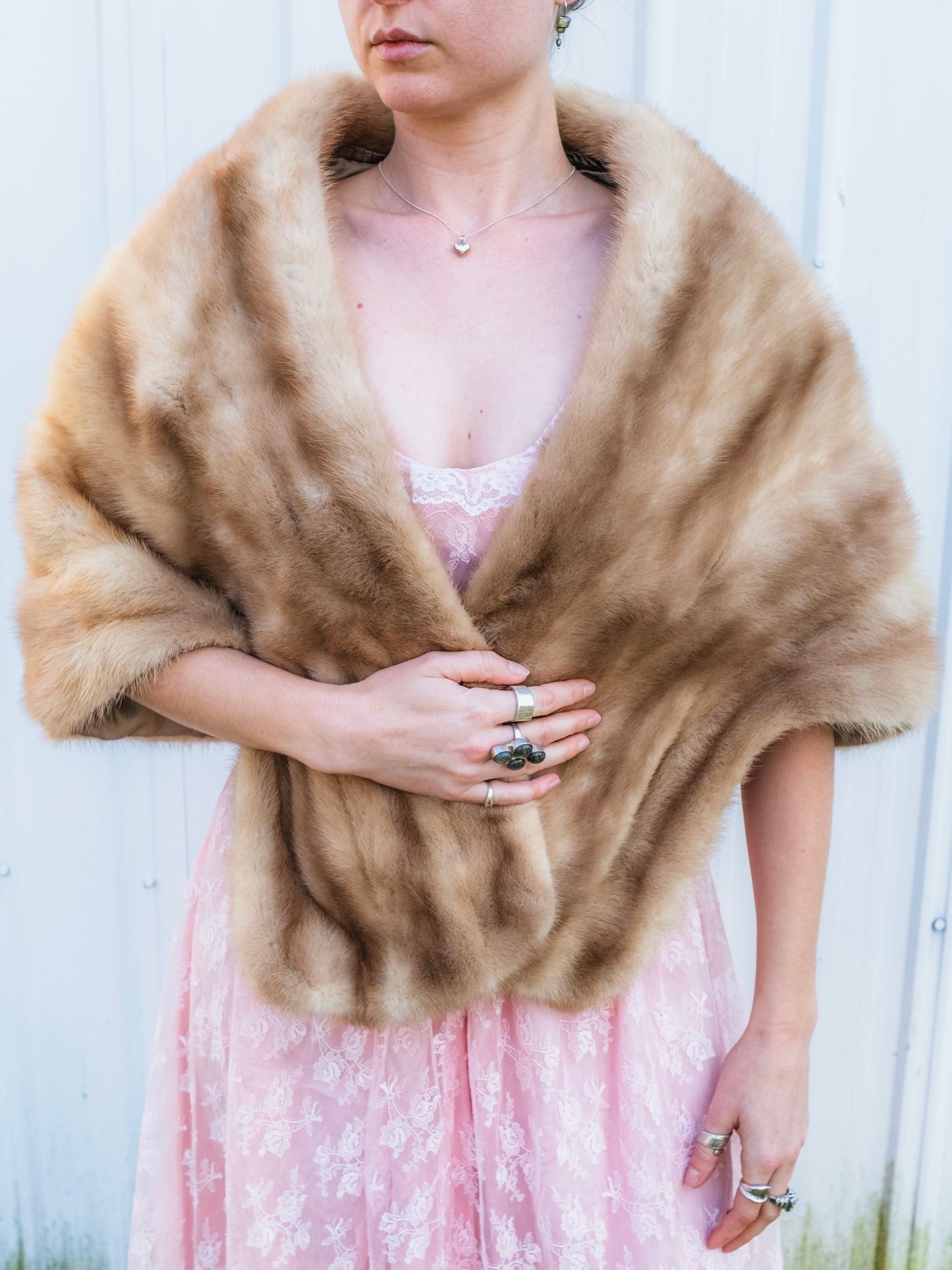 Vintage 1950s Genuine Blonde Mink Fur Stole