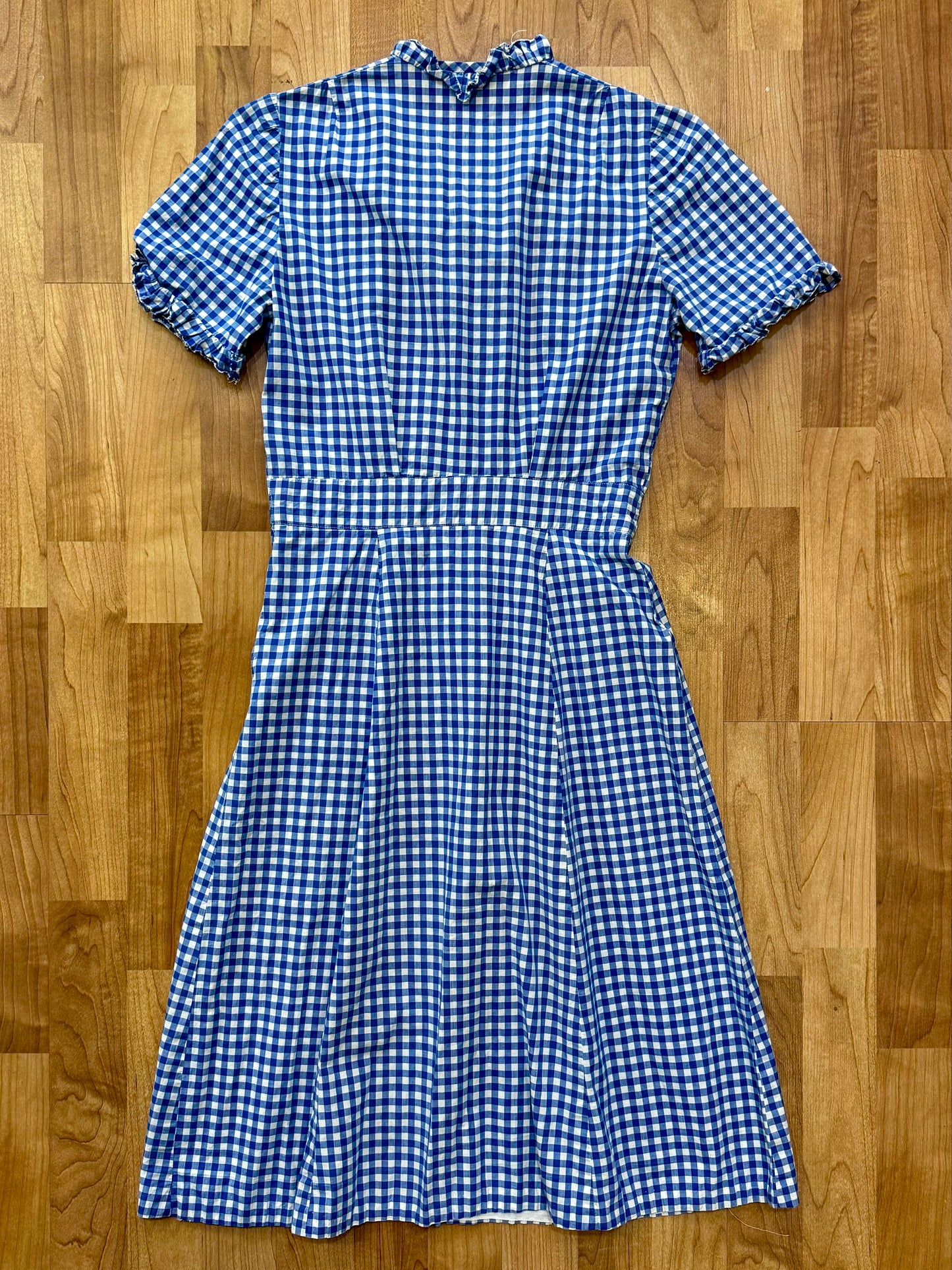 Vintage 1950s Blue Gingham Babydoll Dress | Small