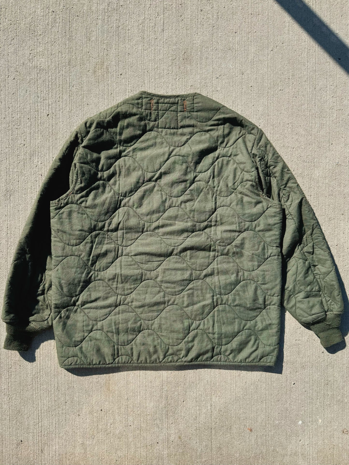 Vintage Military Woolrich Green Quilted Jacket Liner | Large