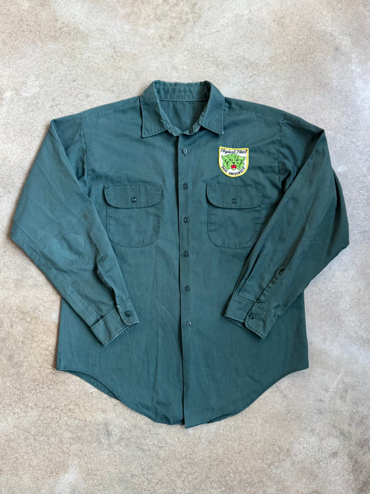 Vintage 1970s Ohio University Physical Plant Patched Utility Shirt | L/XL