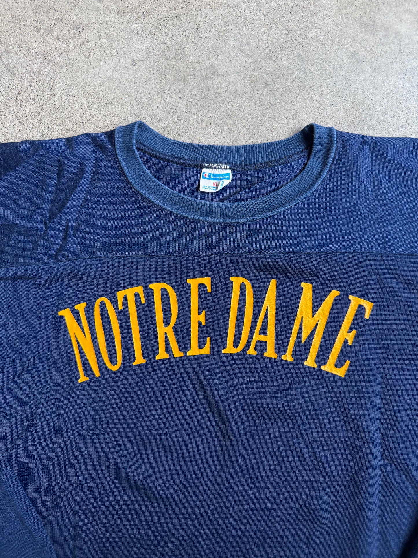 Vintage 1980s Champion Notre Dame Athletic Football Tee | XL