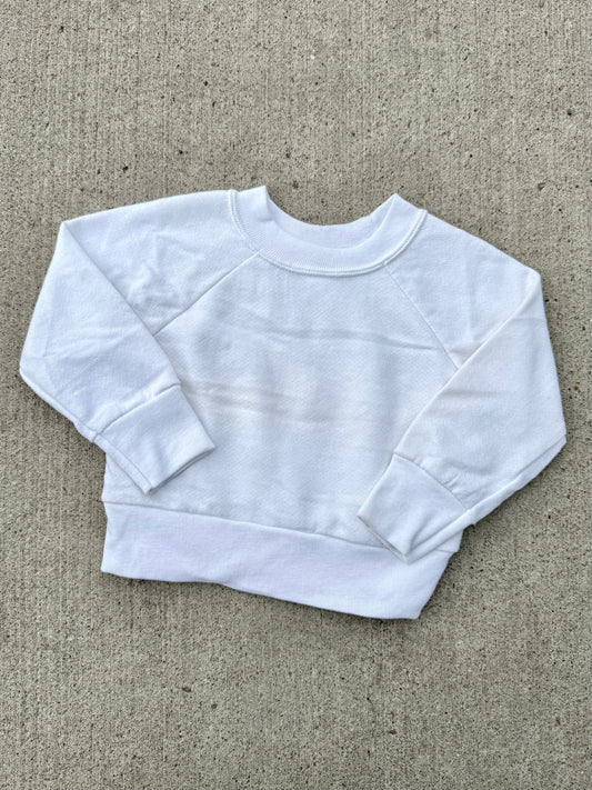 Vintage 1980s Kids’ Spencers White Raglan Sweatshirt | Baby (18M)