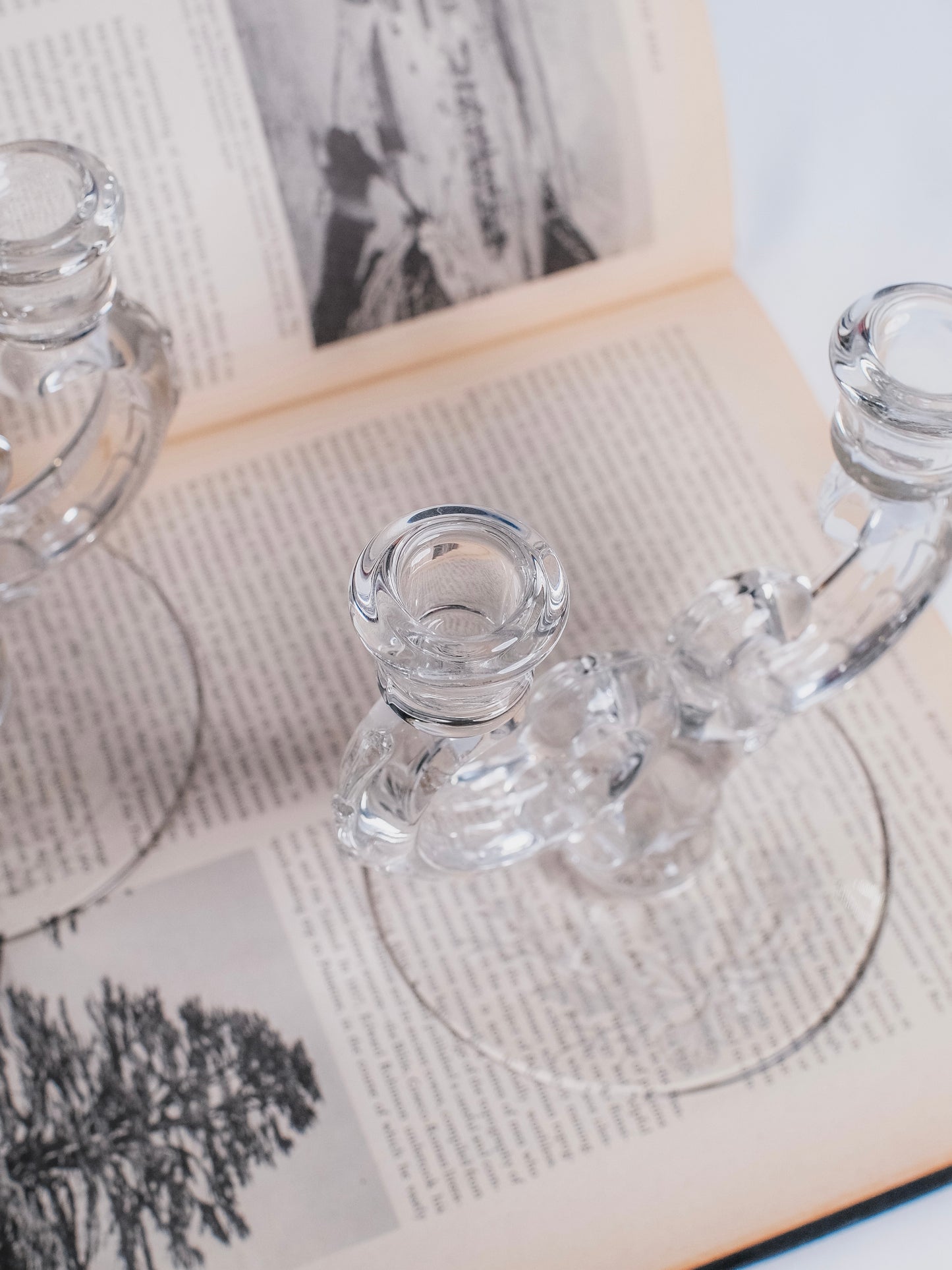 Vintage 1970s Fostoria Glass Candelabra | Set of 2