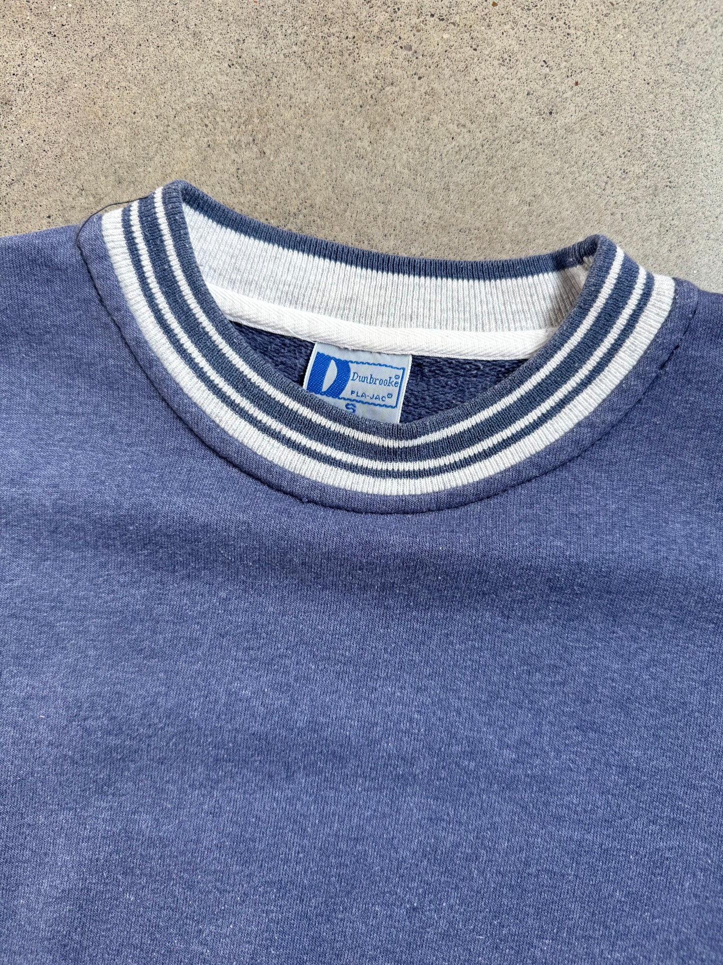 Vintage 1980s Dunbrooke Pla-Jac Blue Striped Crewneck Sweatshirt | Small