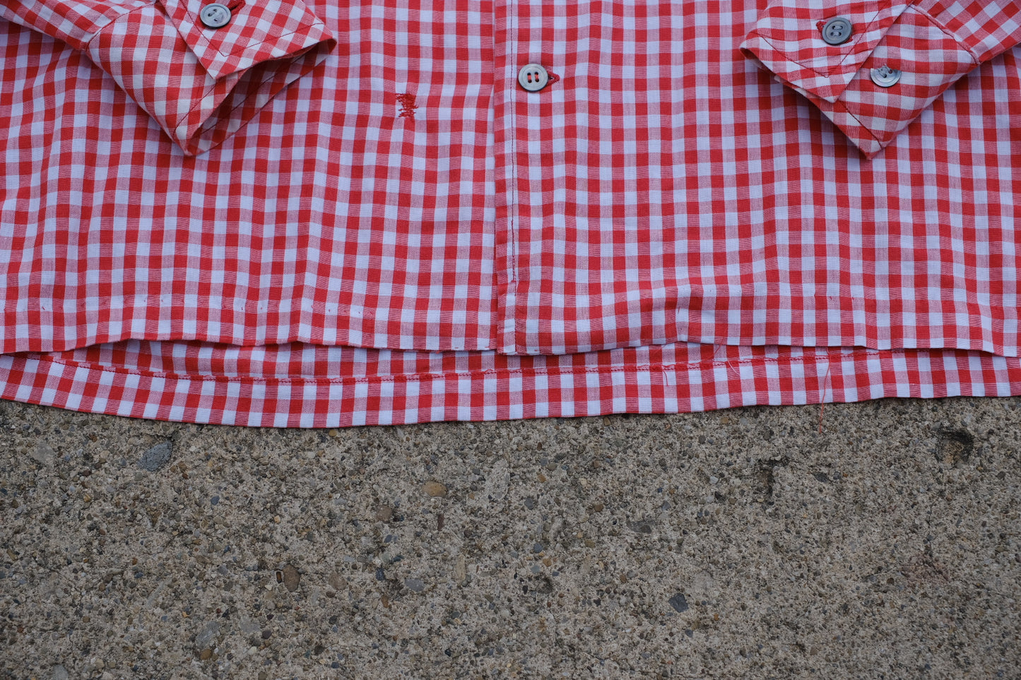 Vintage Red Gingham Long Sleeve Button-Up