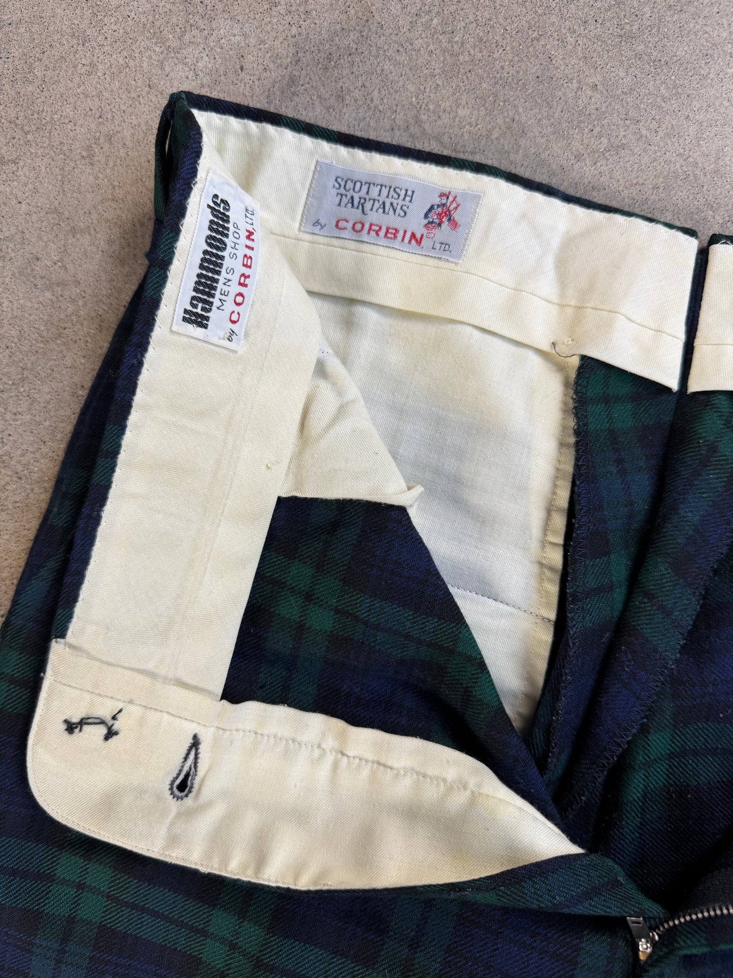 Vintage 1960s Hammond's by Corbin Green & Navy Tartan Plaid Trousers | Waist 32”