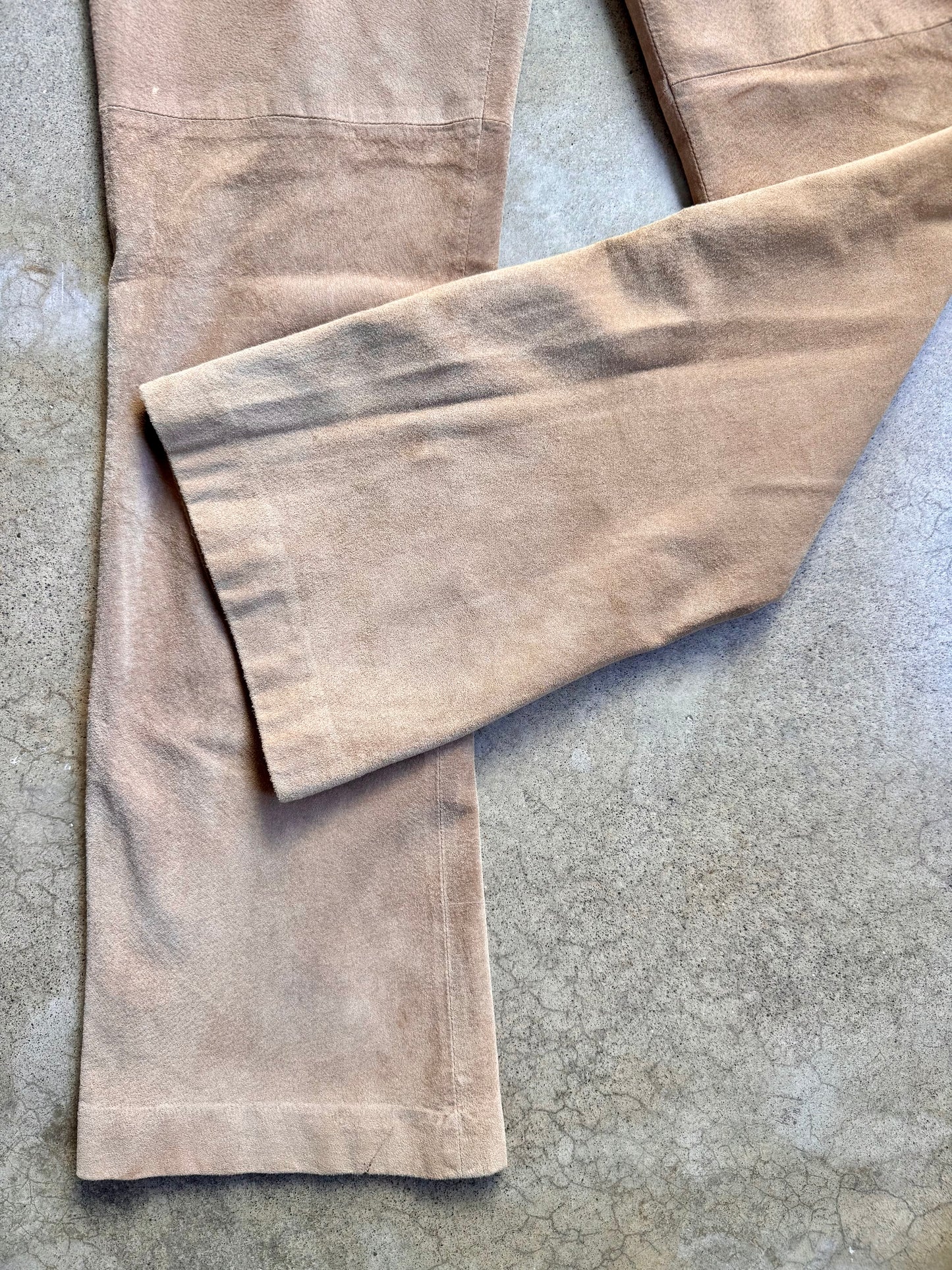 2000s Lauren Ralph Lauren Tan Suede Leather Flare Pants | Waist 30”