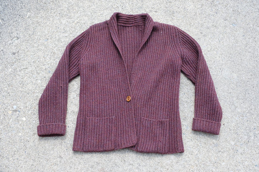 Vintage Handmade Burgundy Cardigan Sweater