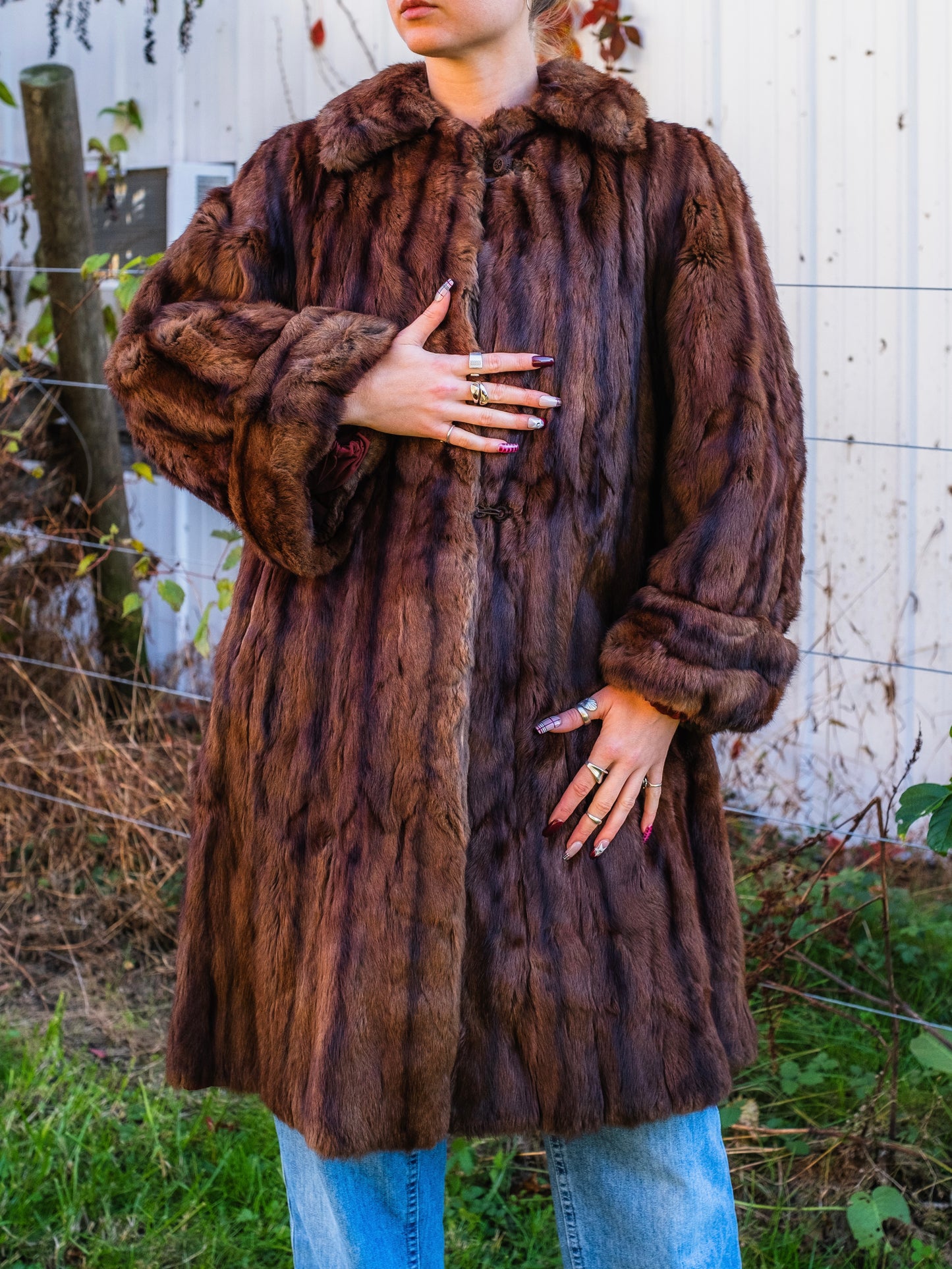 Vintage 1940s Schaffer & Gluck Brown Mink Fur Swing Coat | M/L