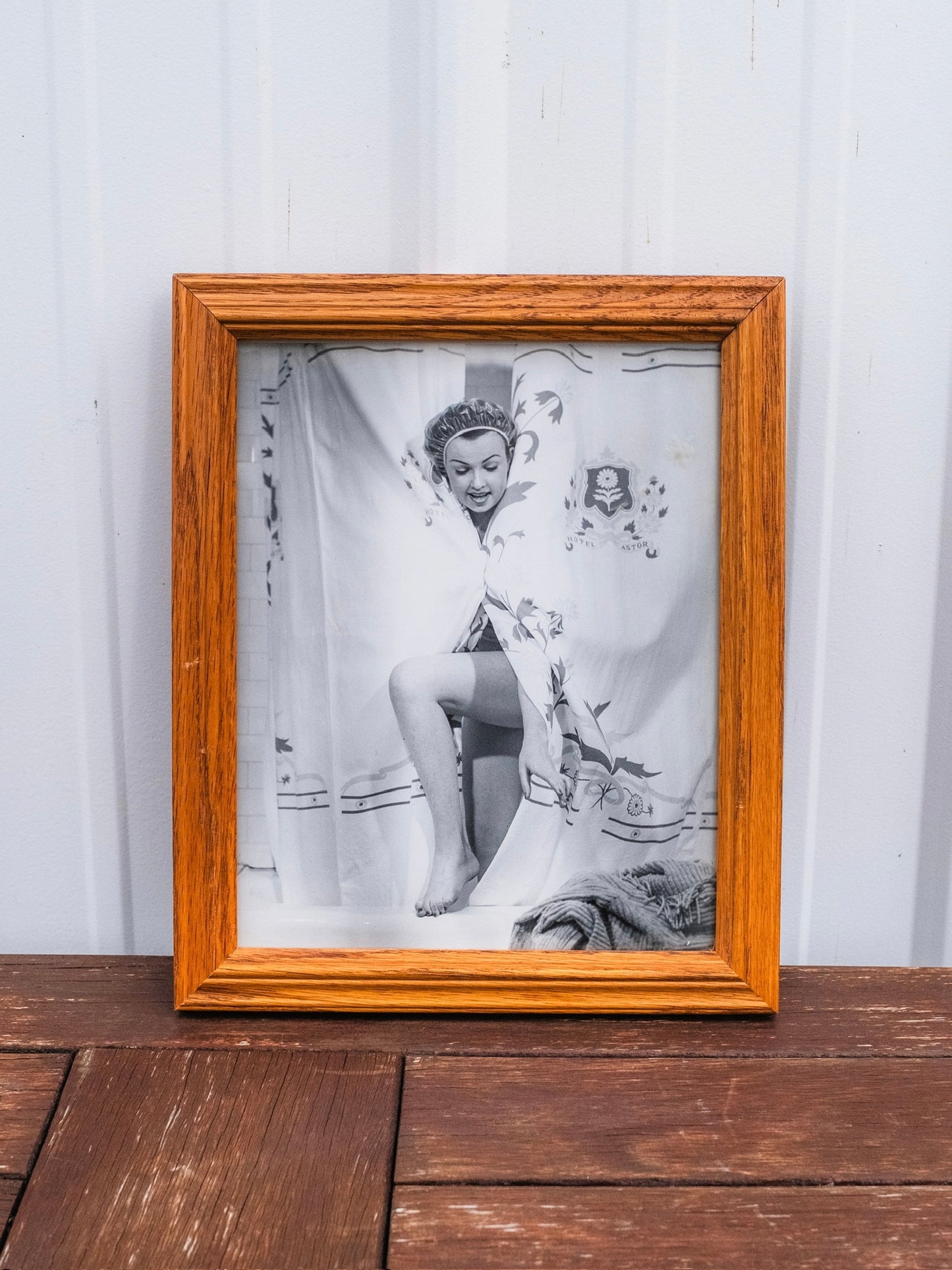 Vintage 1950s Original Black & White Framed Pinup Girls Photographs | Set of 2