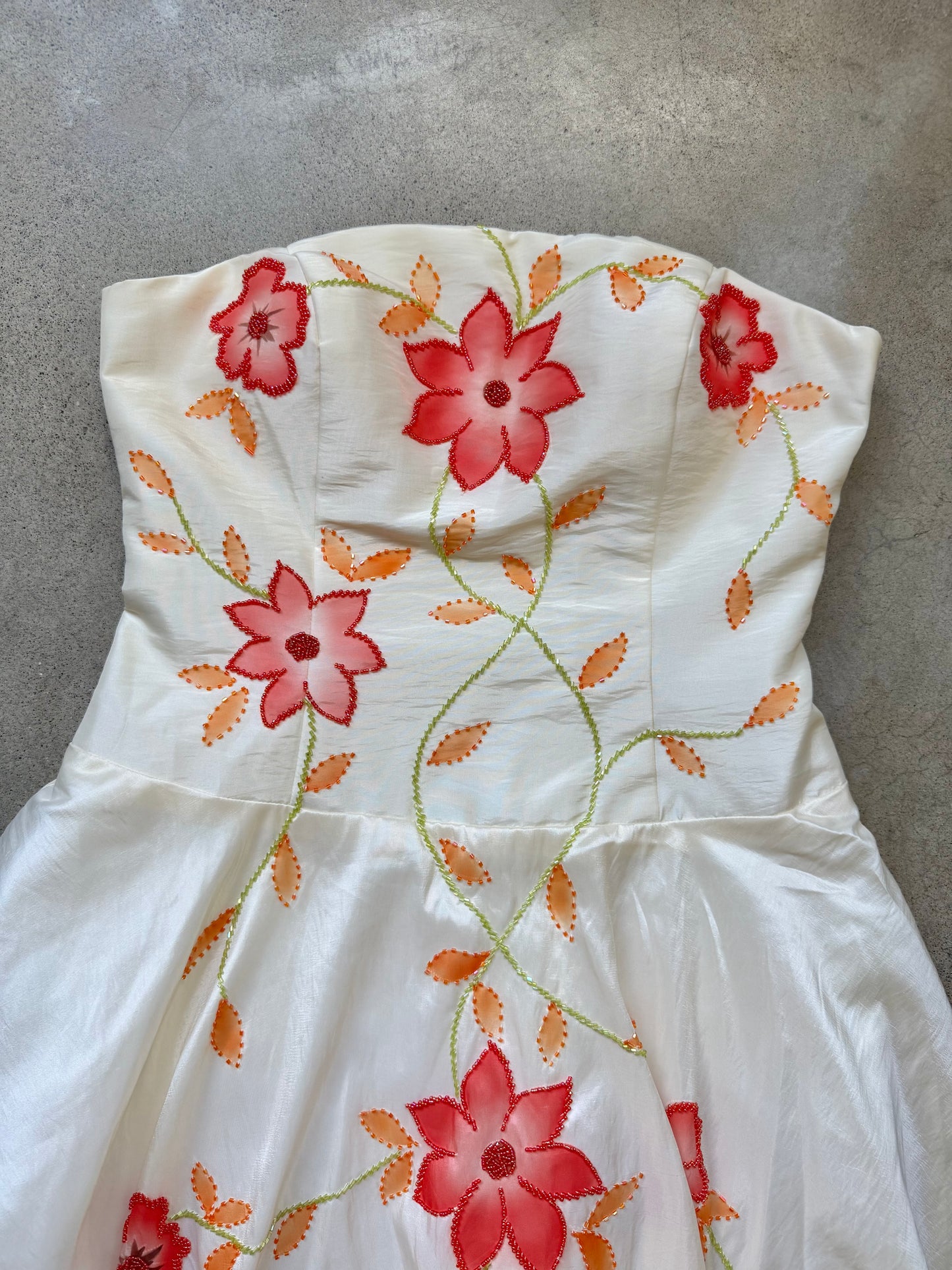 Vintage 2000s Interlude Floral Beaded Bubble Hem Formal Mini Dress | XL