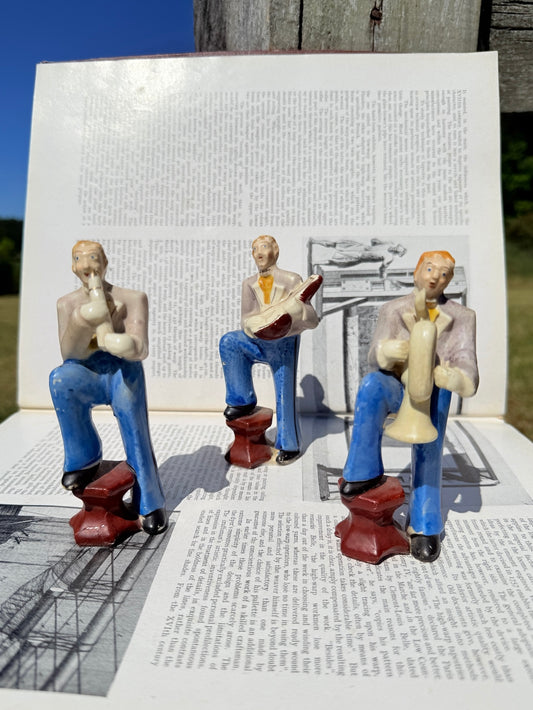 Vintage 1940s Japanese Ceramic Jazz Band Figurines | Set of 3