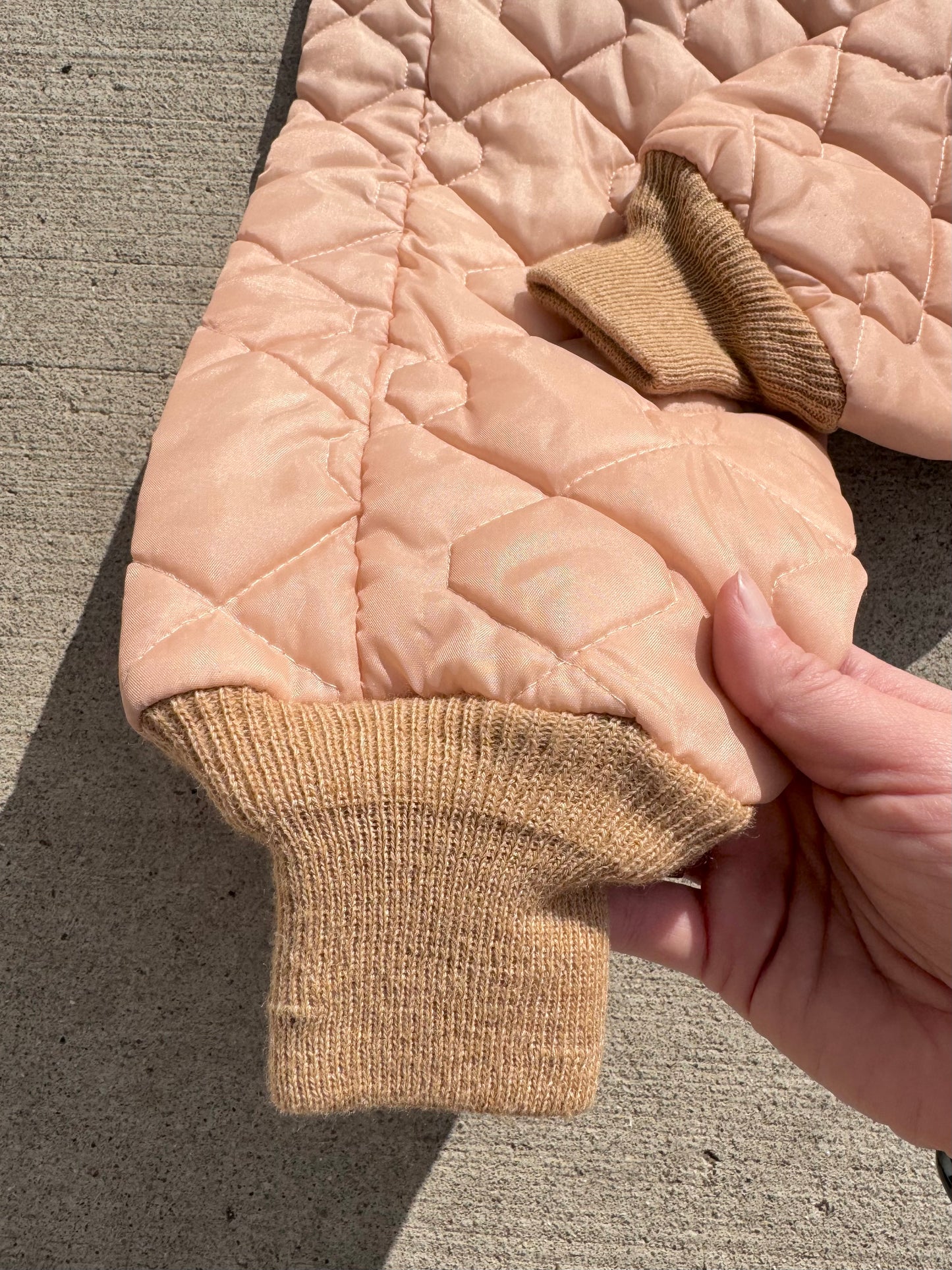 Vintage 1970s Muted Pink Quilted Ski Pants | M/L