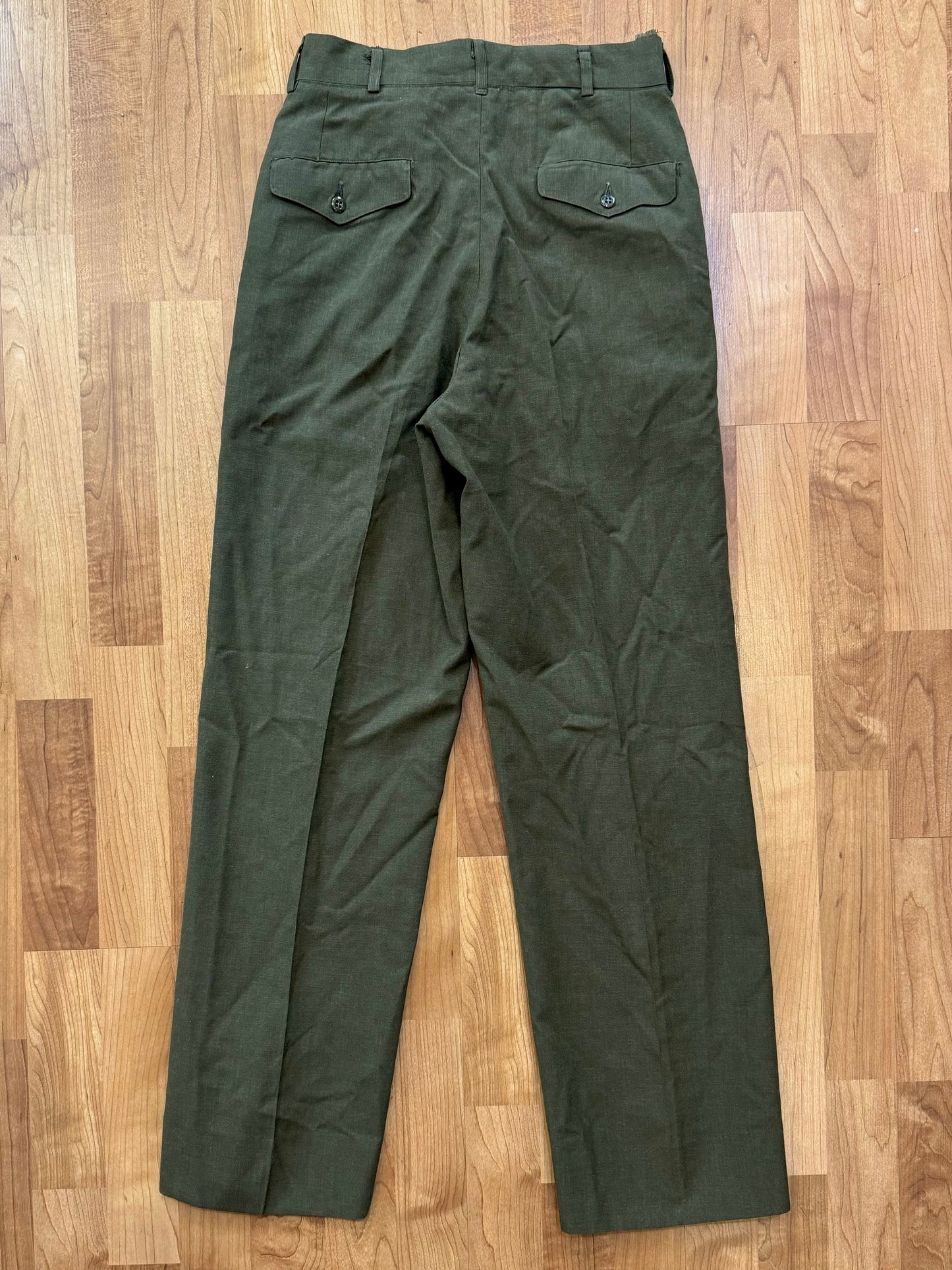 Vintage Military Wool Blend Green Trousers | Waist 28”