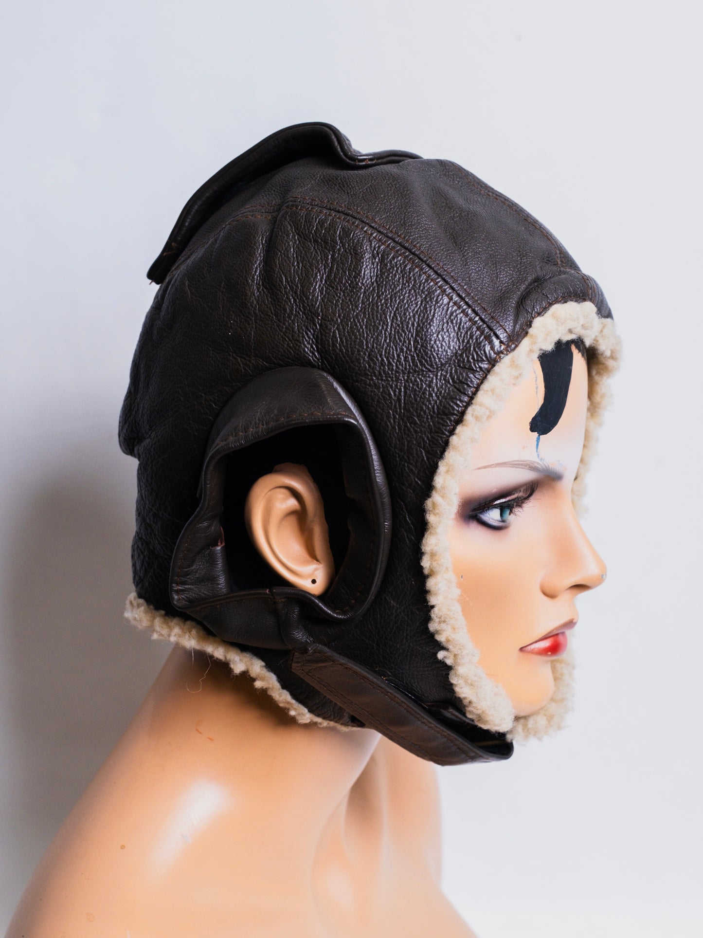 Perrone Leather Aviation Sherpa-Lined Bomber Cap