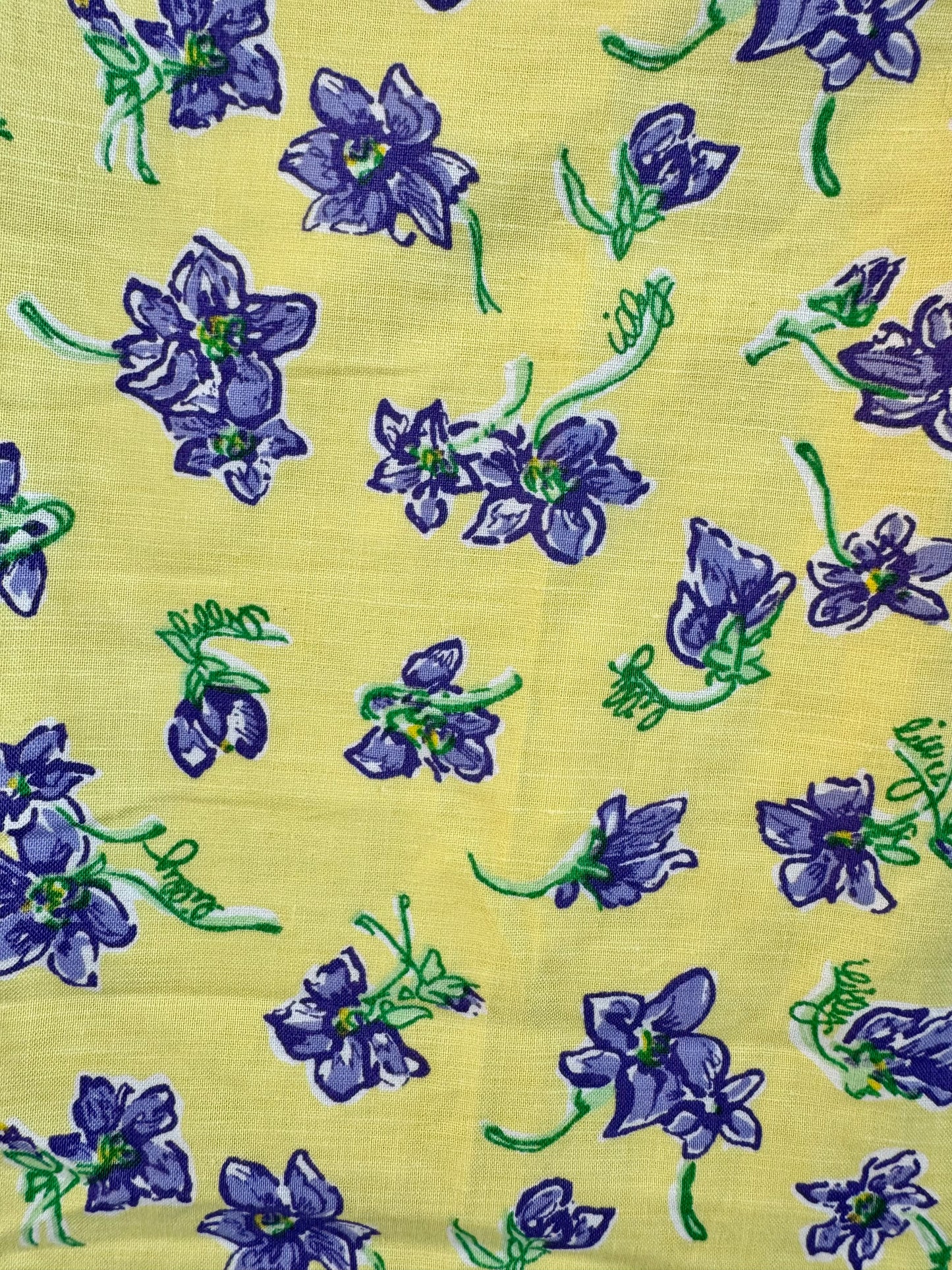 Vintage 1990s Lilly Pulitzer Yellow & Purple Floral High-Waisted Linen Pants | 8