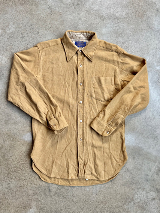 Vintage 1960s Pendleton Tan Wool Button-Up Shirt | Medium