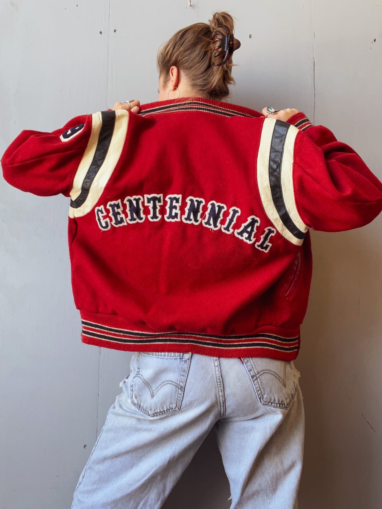 Vintage 1978-79 Red 100% Wool State Golf Championship Letterman Jacket