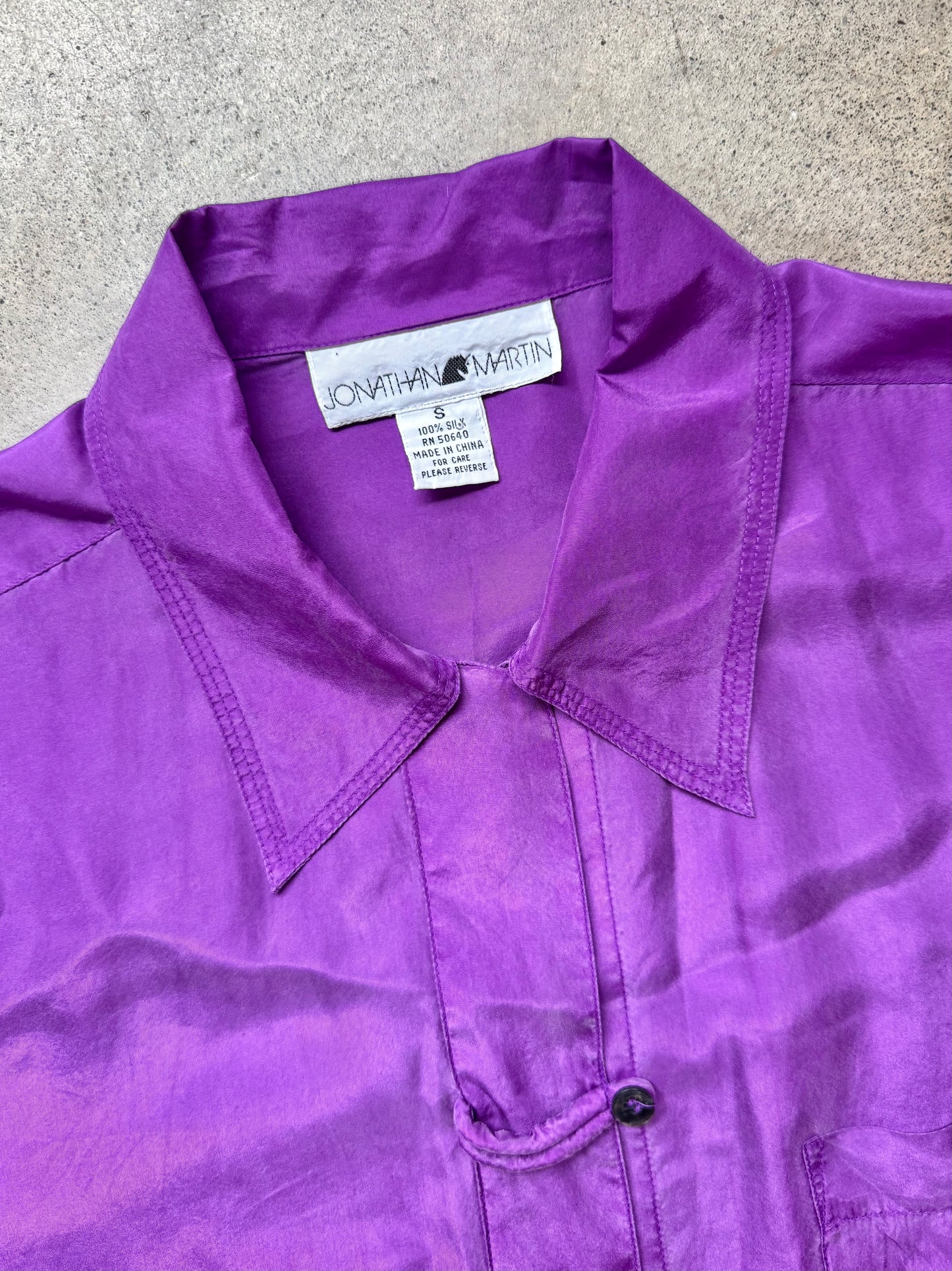 Vintage 1990s Jonathan Martin Purple Silk Blouse | Small