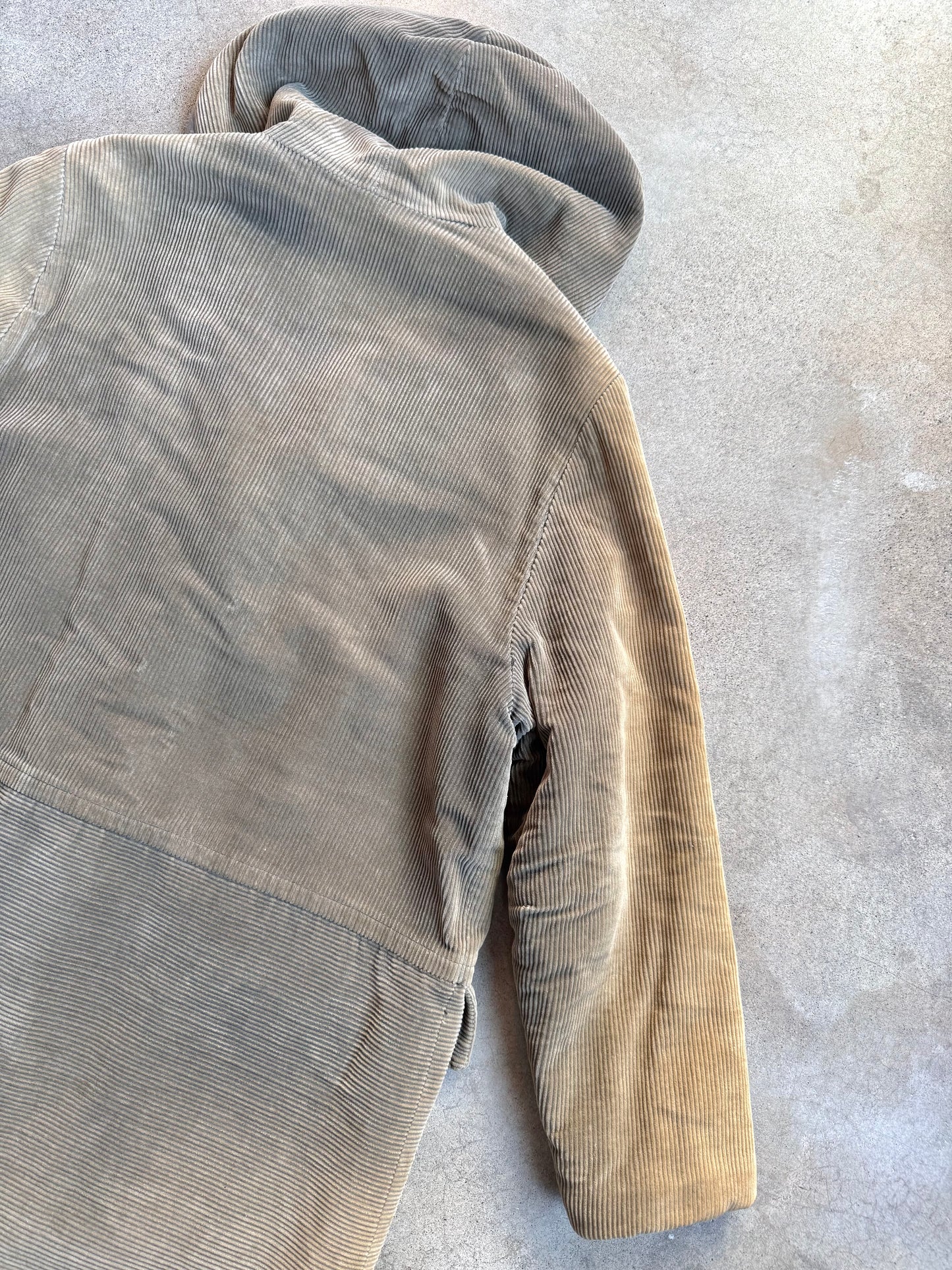 Vintage 1960s Sears Faux Fur Lined Corduroy Hooded Jacket | Medium