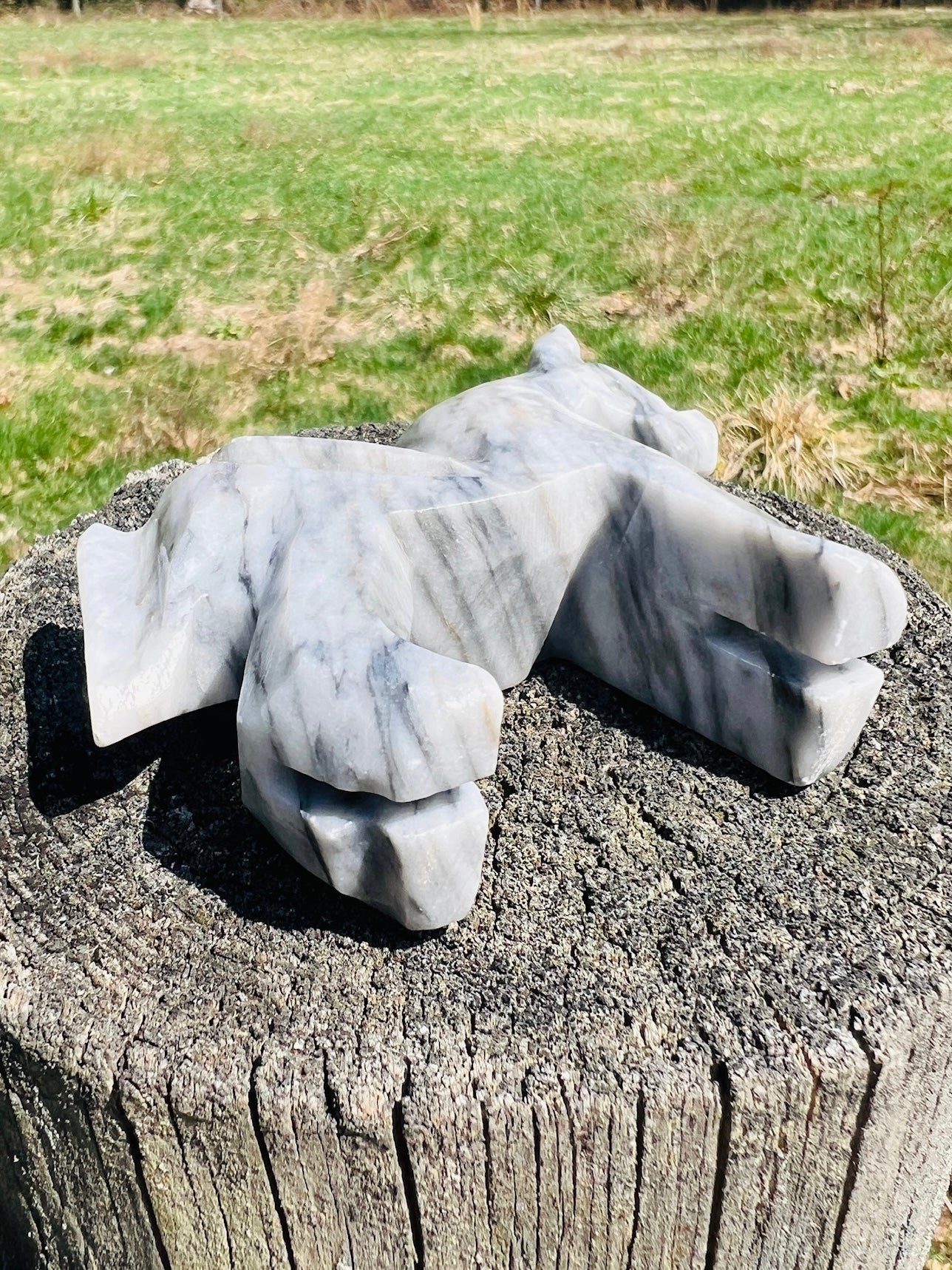 Vintage 1950s Onyx Stone Carved Horse Statue