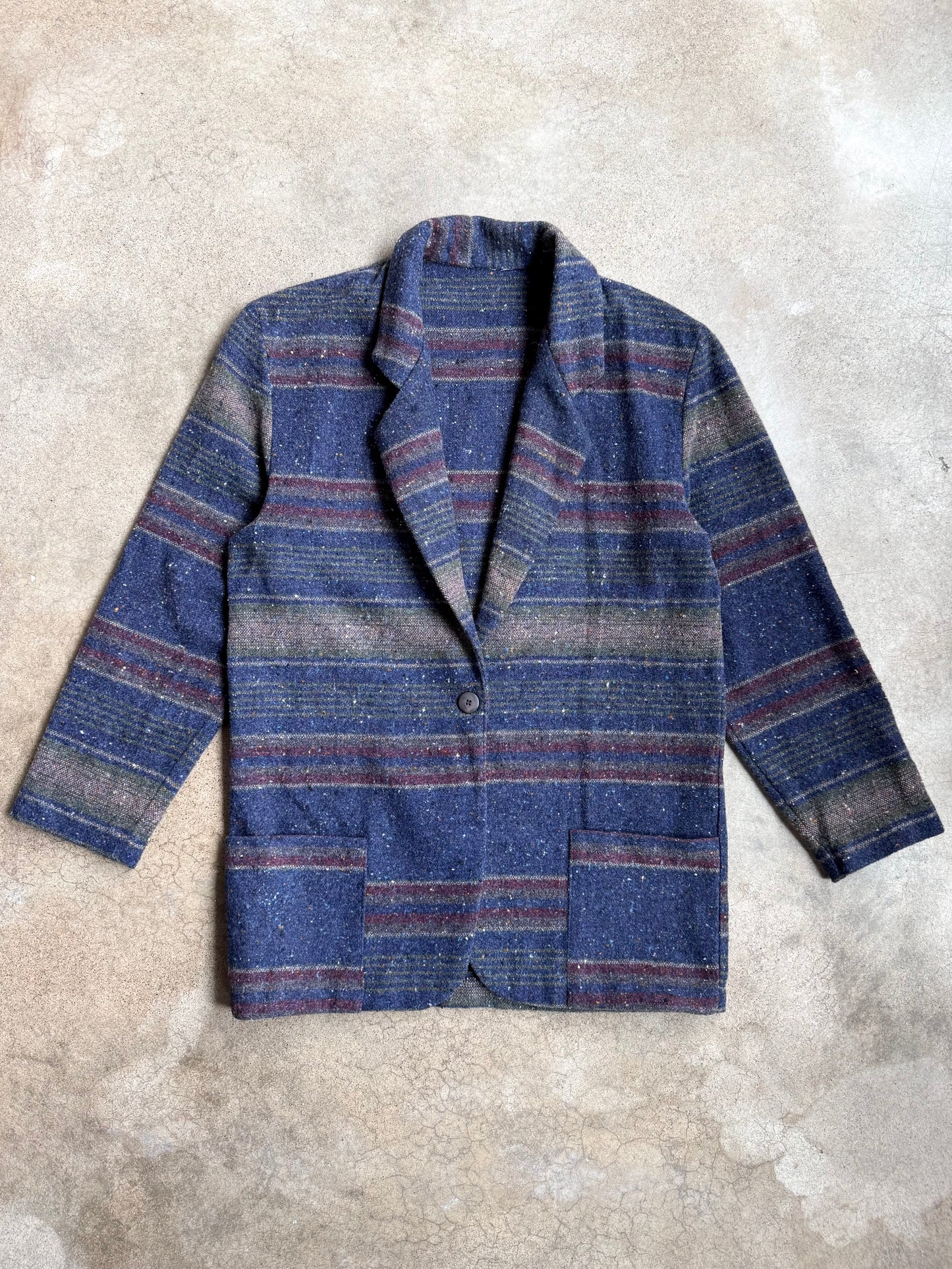 Vintage 1980s Southwest Speckled Stripe Wool-Blend Blazer | M/L