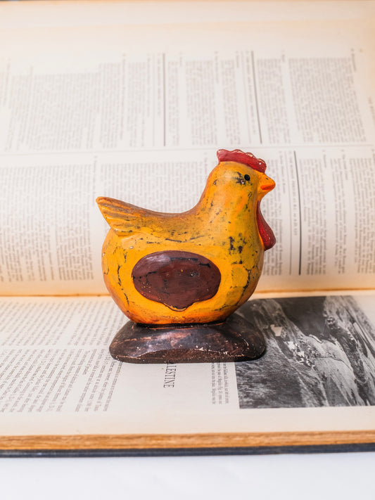Vintage 1970s Chalkware Rustic Folk Art Chicken Figurine