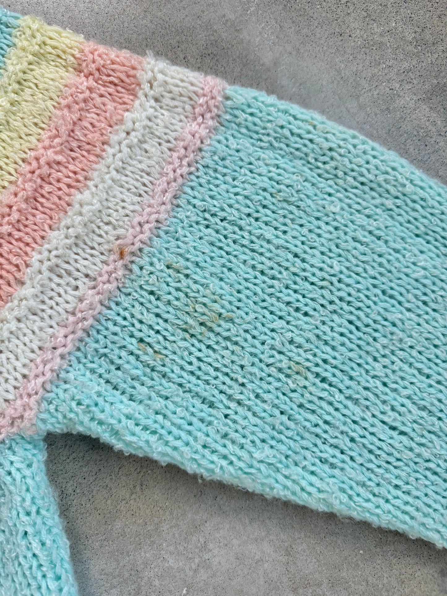 Vintage 1980s Helium Hand-Knit Pastel Stripe Sweater | Small