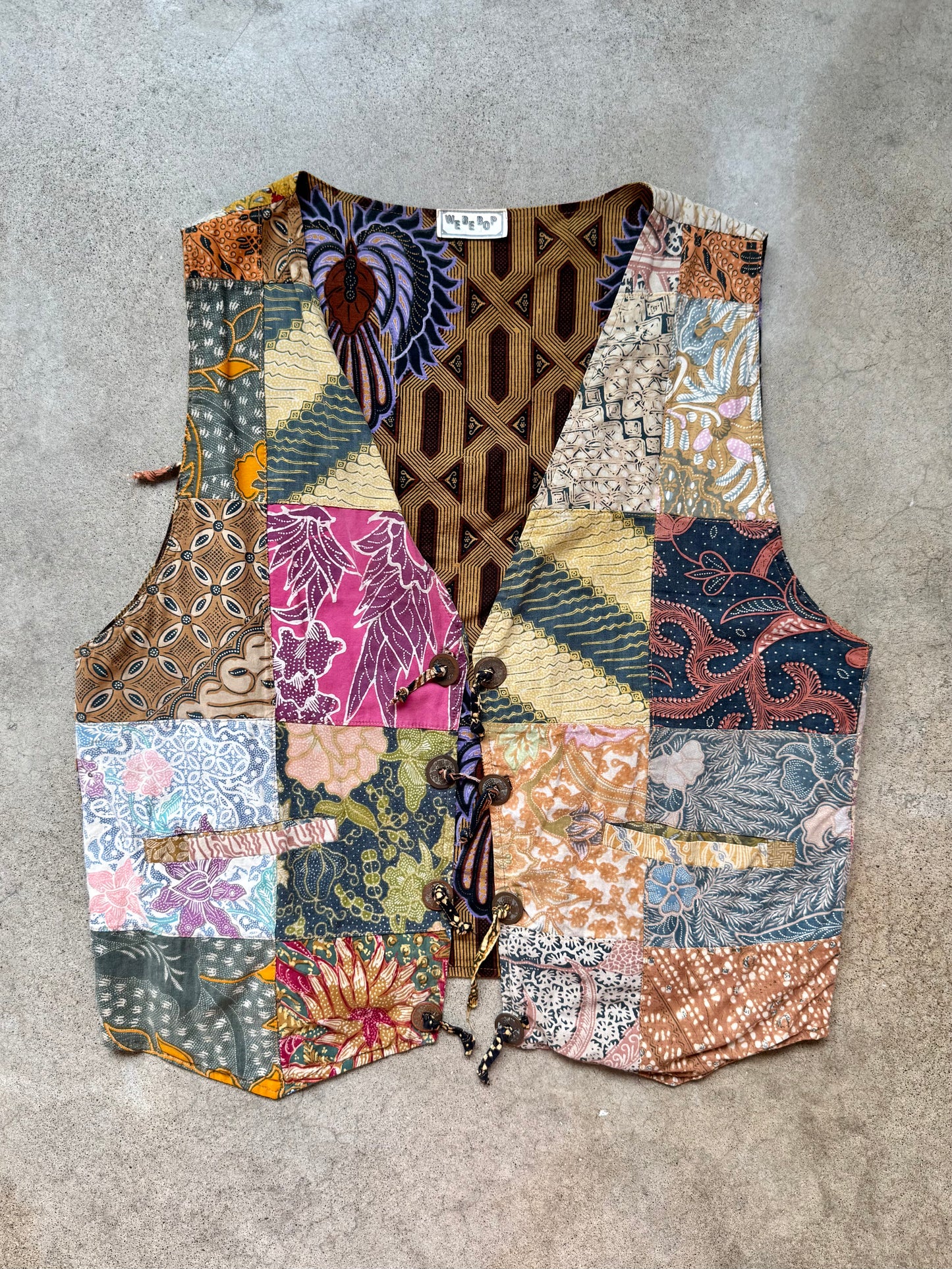 Vintage Webebop Cotton Patchwork Vest | Large