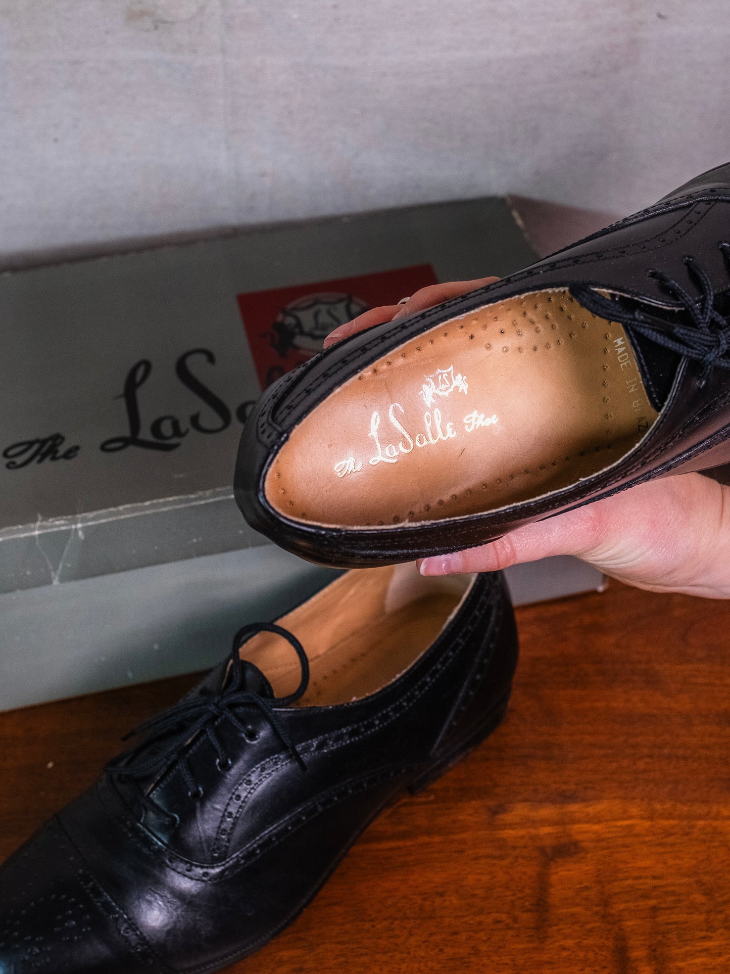 Vintage 1970s/80s LaSalle Black Leather Oxford Dress Shoes w/ Original Box | Men’s 8.5