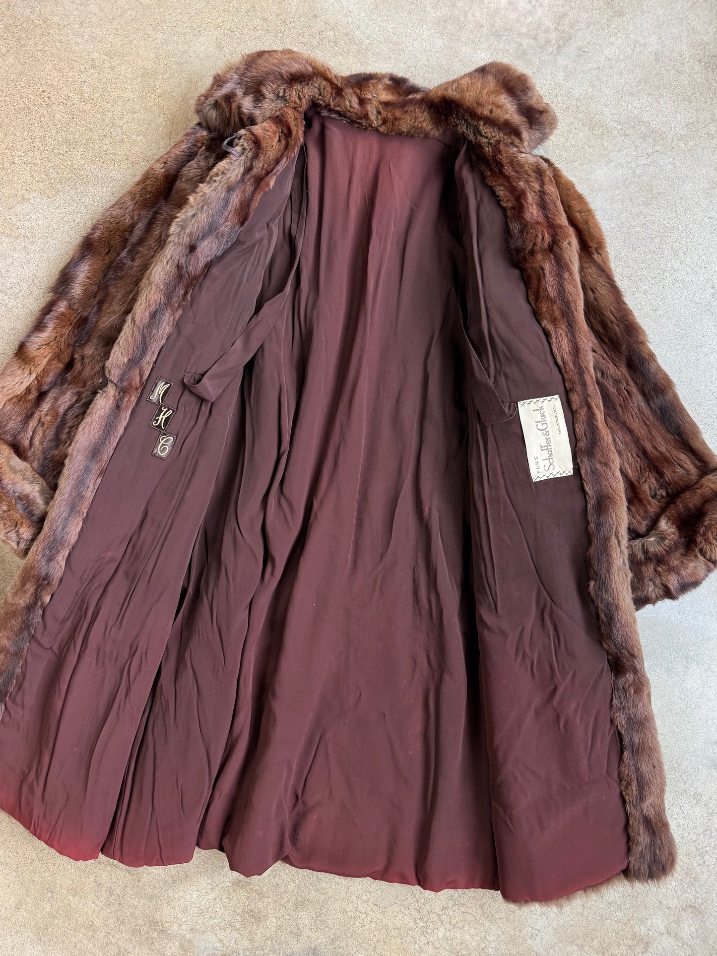 Vintage 1940s Schaffer & Gluck Brown Mink Fur Swing Coat | M/L