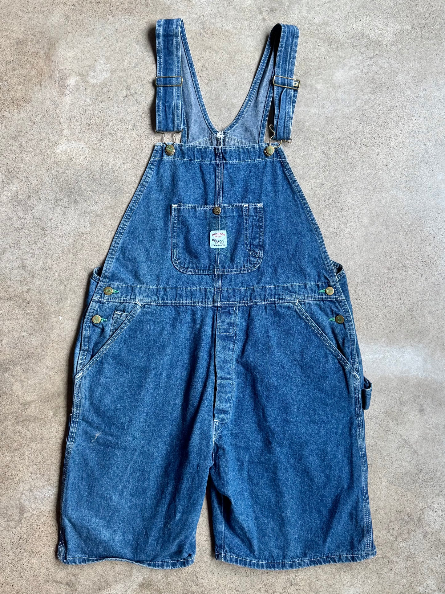 Vintage 1990s Pointer Denim Short Overalls | 38