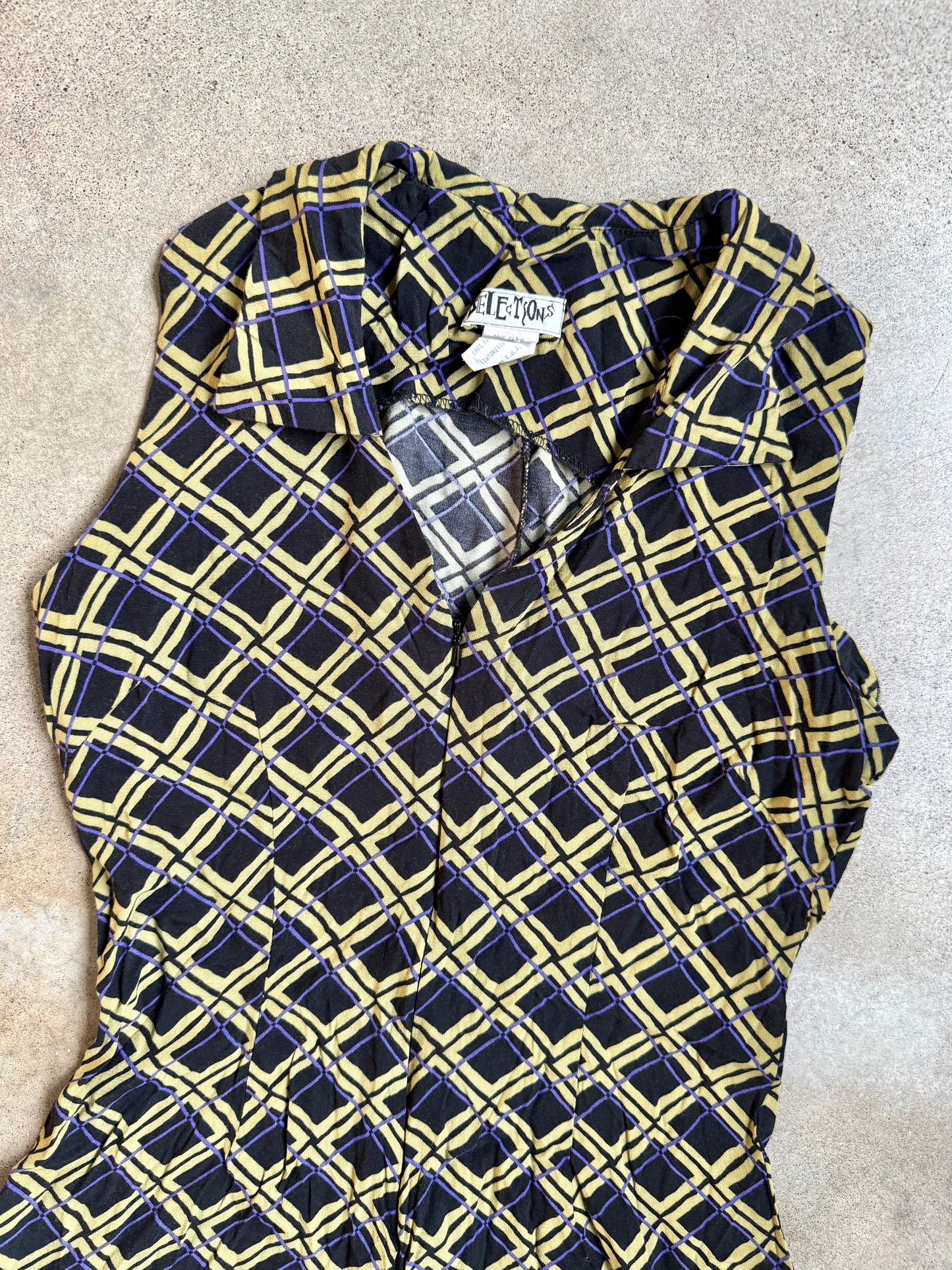 Vintage Selections Geometric Print Sleeveless Zip-Front Romper | S/M