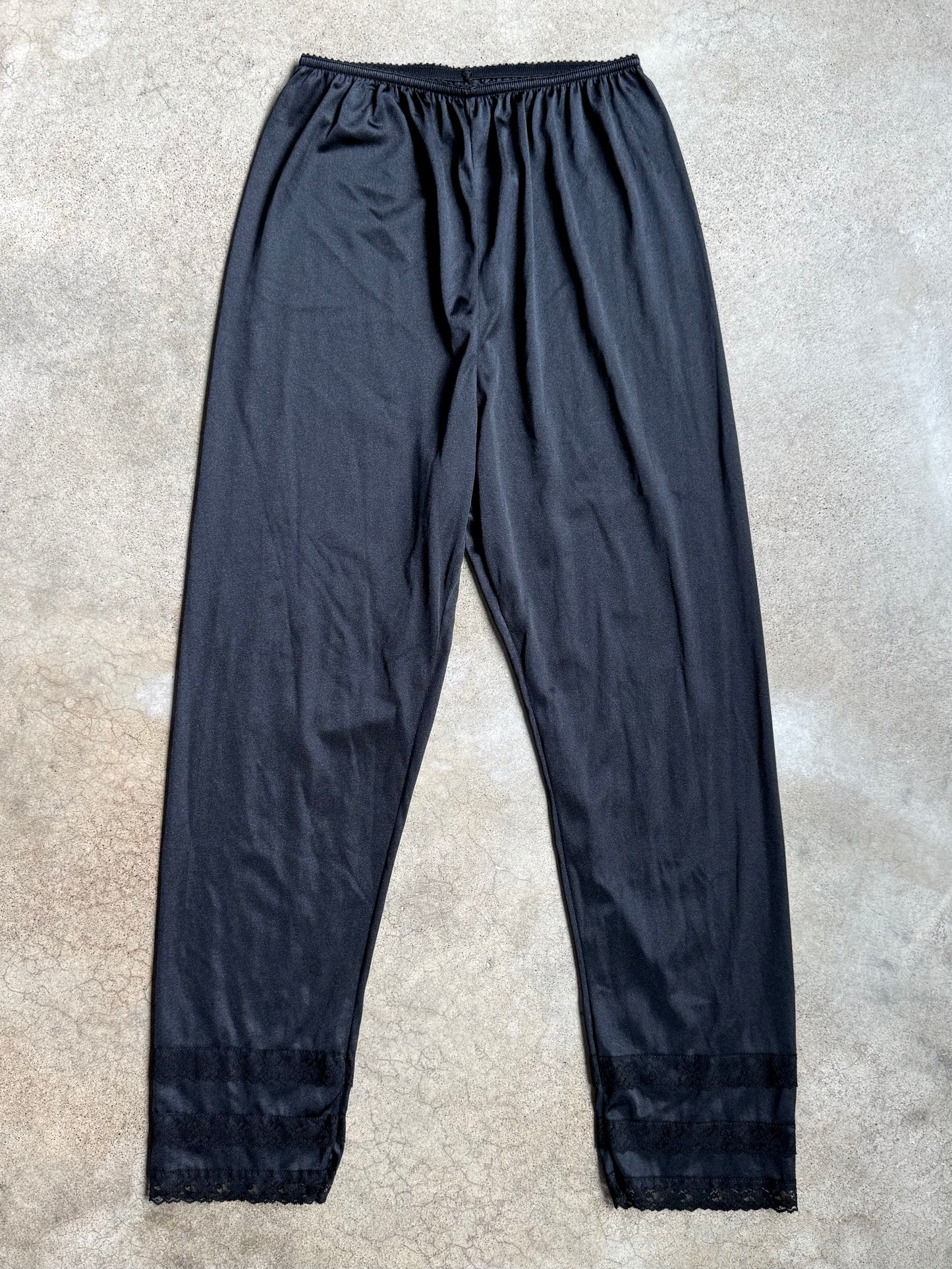 Black Nylon Lace Slip Pants | Medium