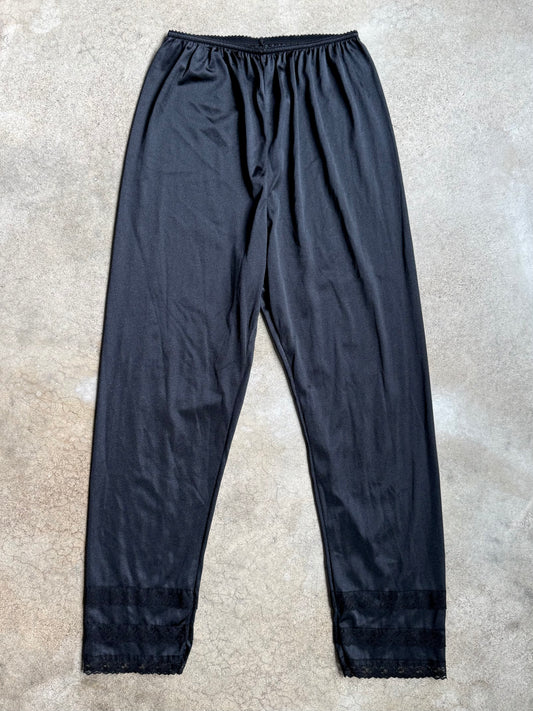 Black Nylon Lace Slip Pants | Medium