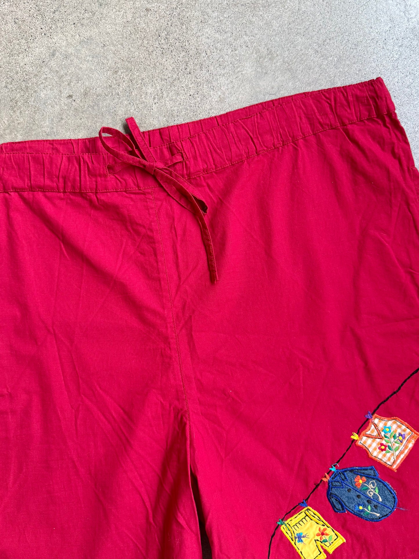 Vintage 1980s New Directions Red Embroidered Two-Piece Summer Set | Medium