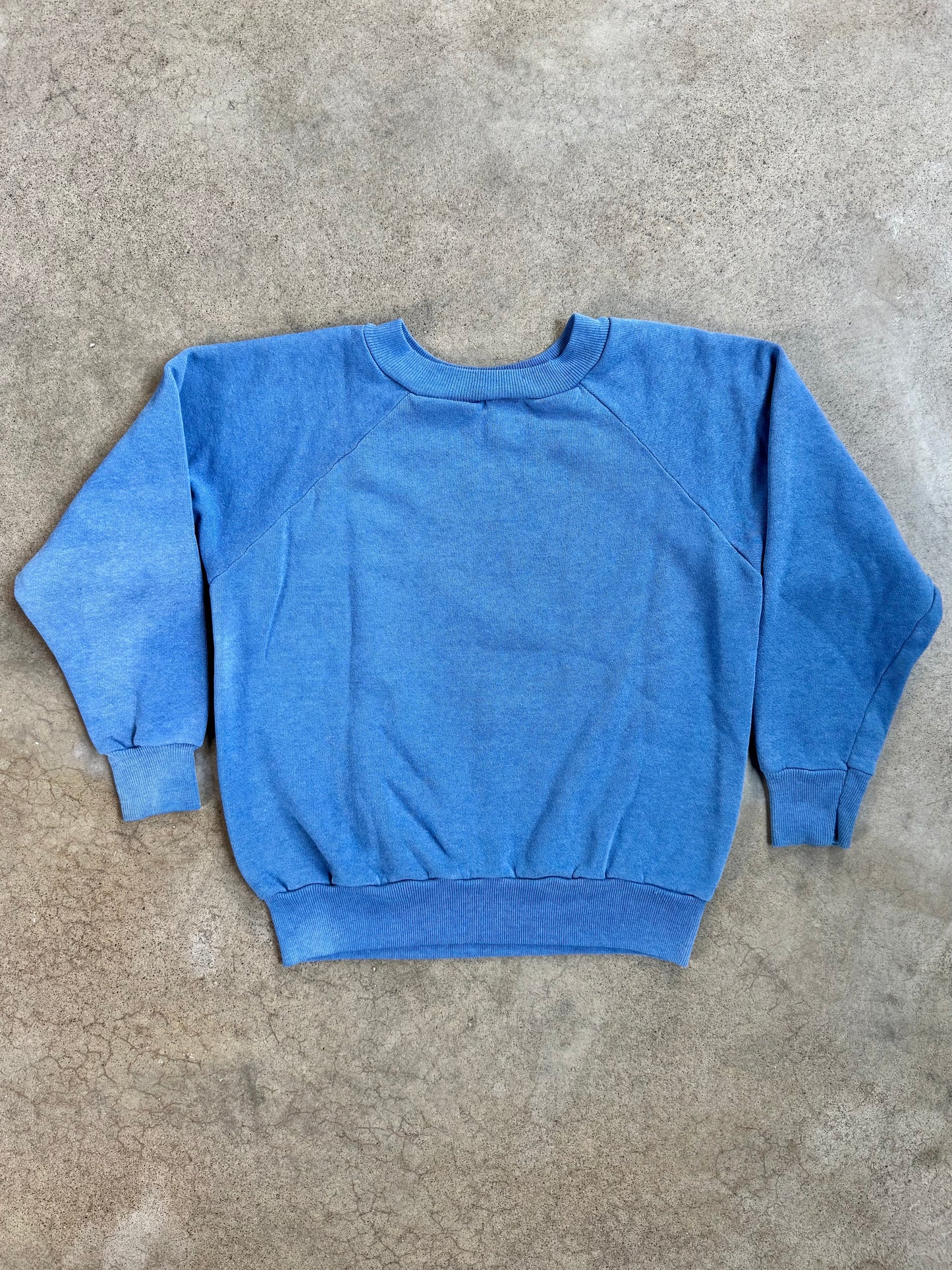 Vintage 1980s Blue Superman Graphic Raglan Sweatshirt | Youth L
