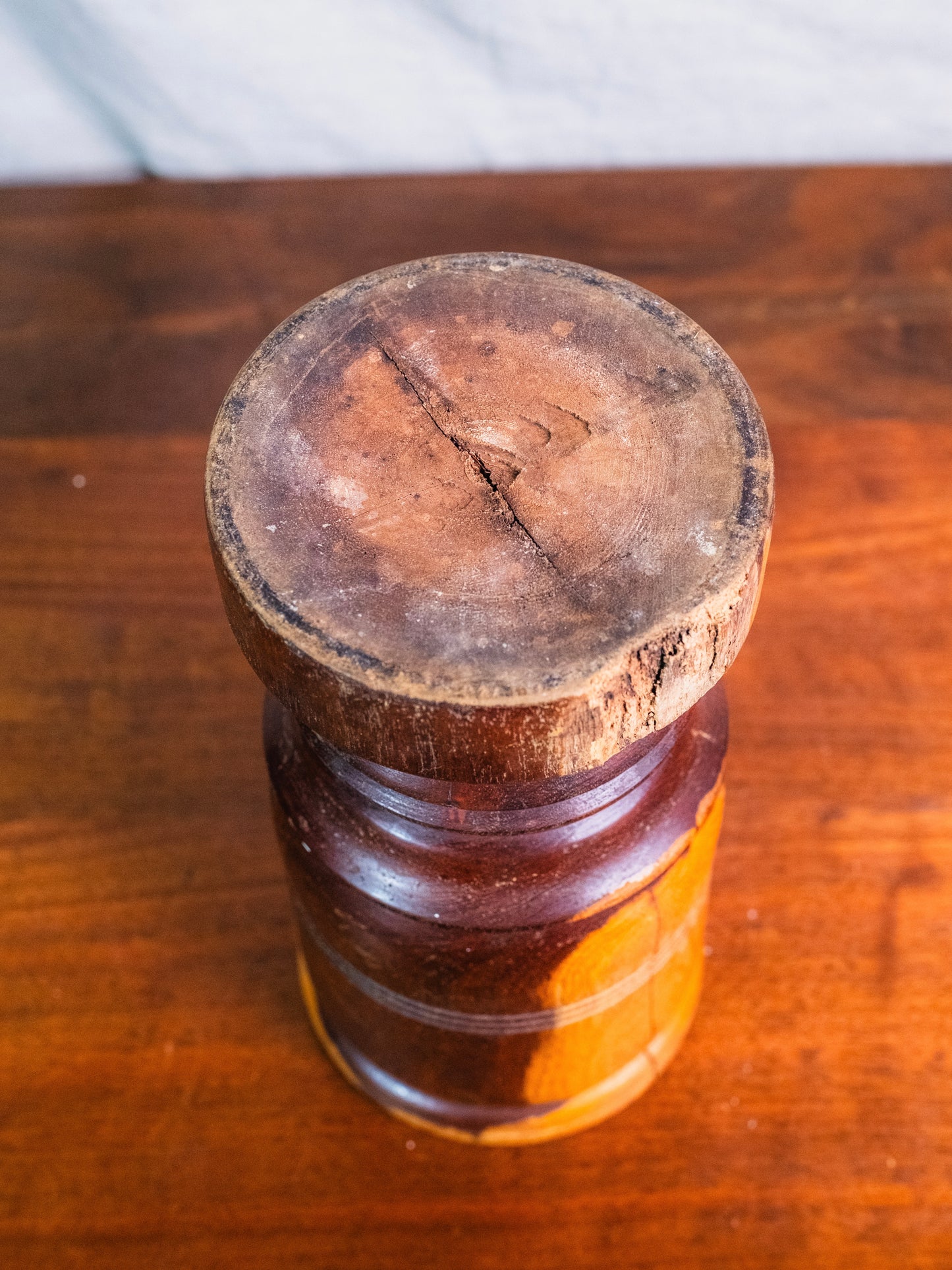 Vintage Hand-Turned Solid Wood Mortar & Pestle