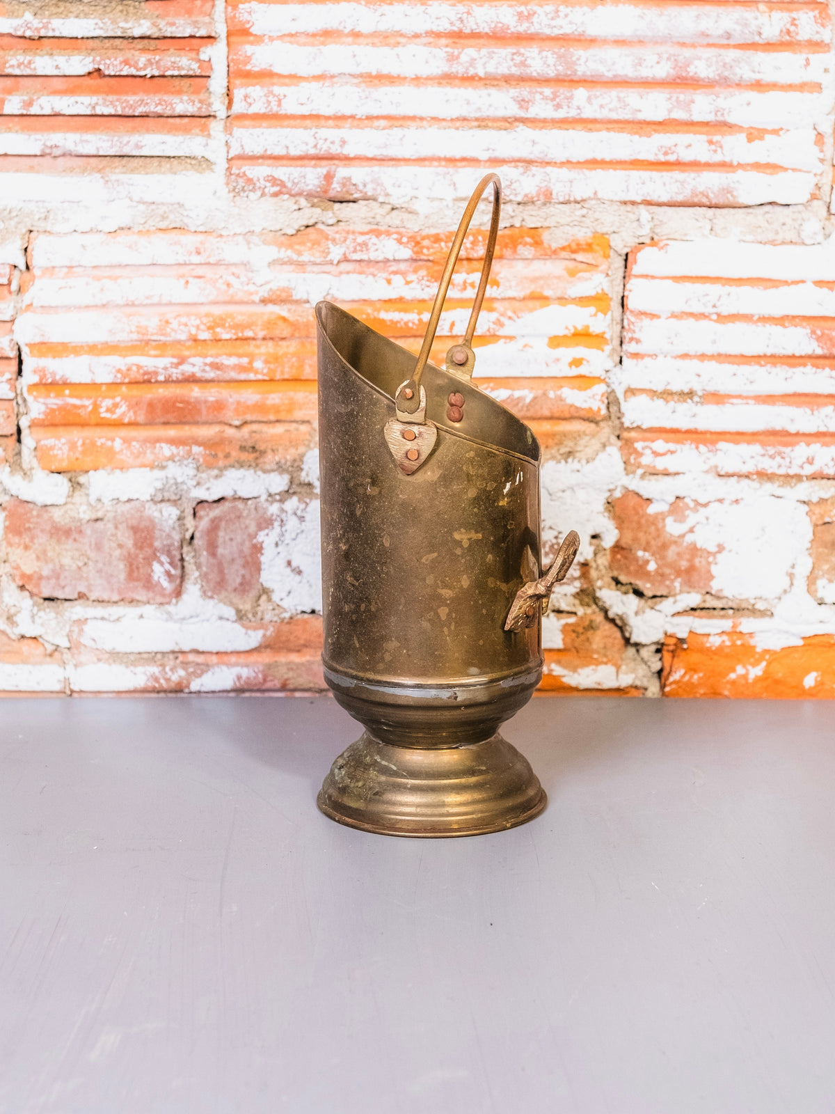 Vintage Brass Coal Scuttle Ash Bucket