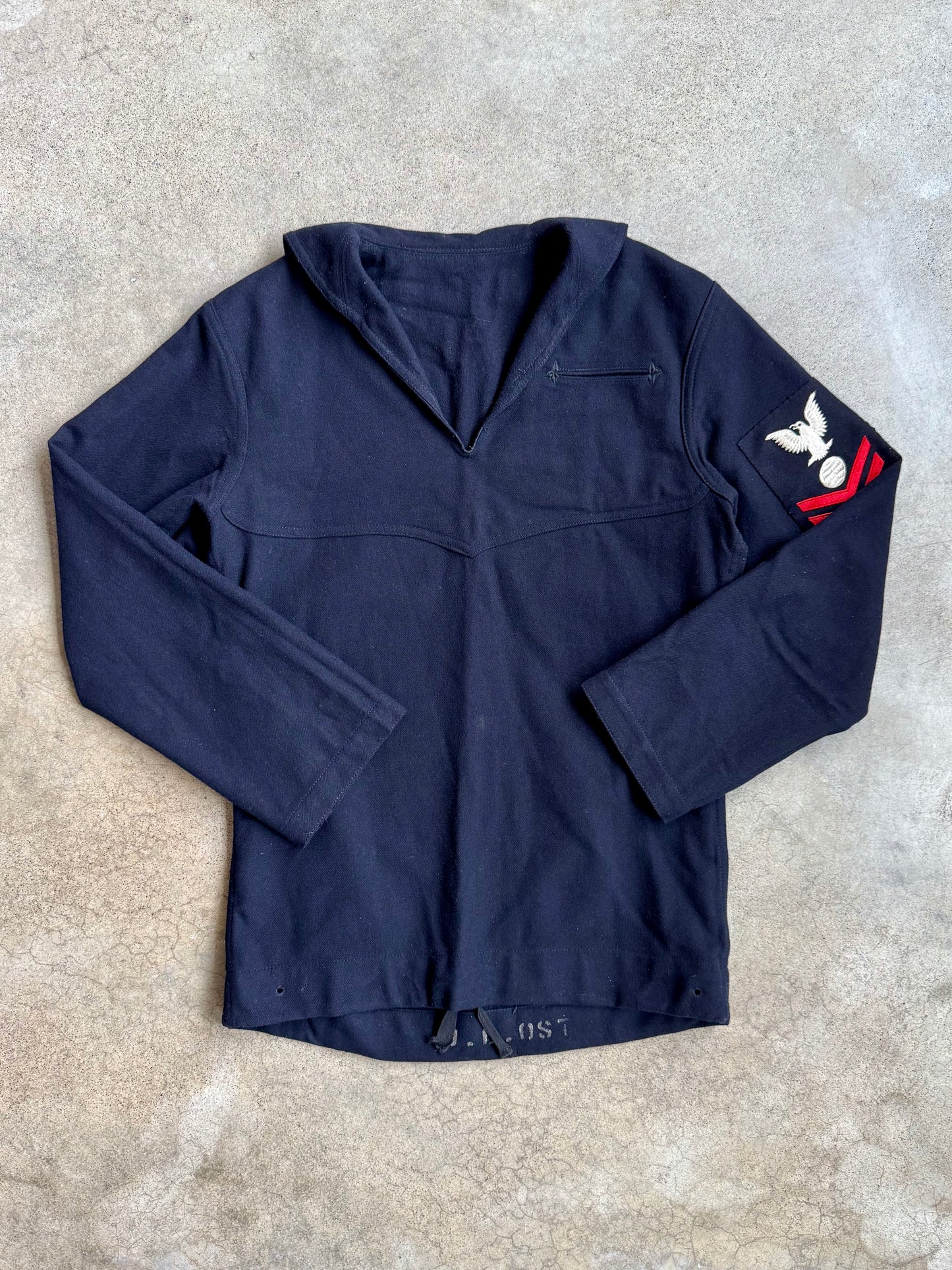 Vintage 1950s U.S. Navy Wool Sailor Jumper Uniform Shirt | Small
