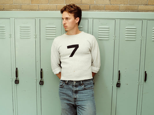 Vintage 1980s Grey #7 Patch Cropped Crewneck Sweatshirt | S/M