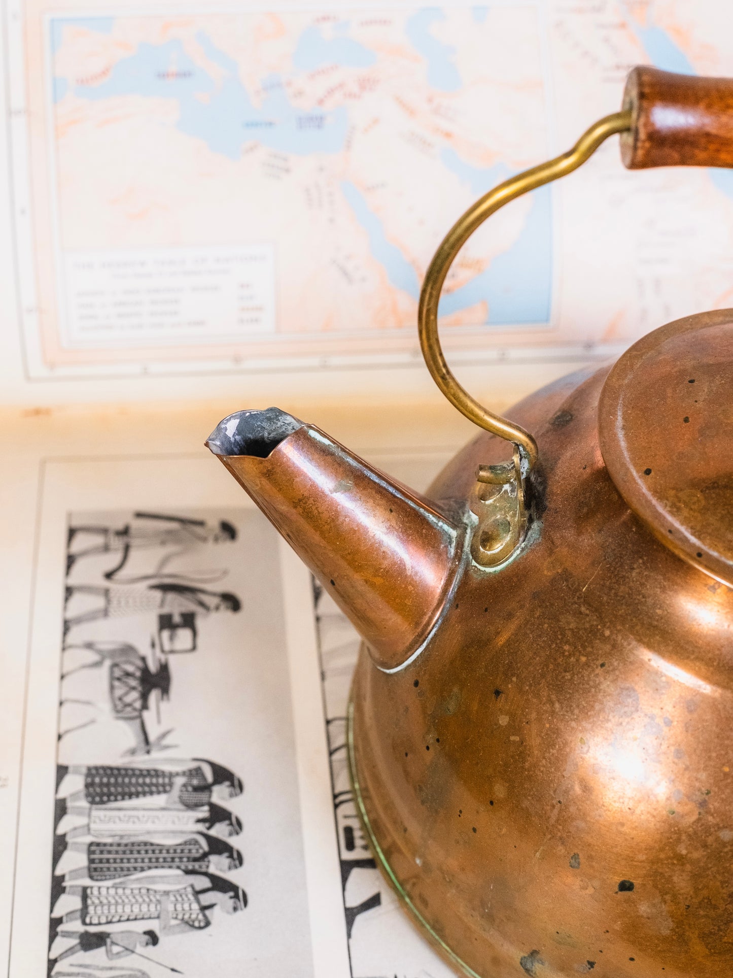 Vintage 1940s/50s Solid Copper Tea Kettle