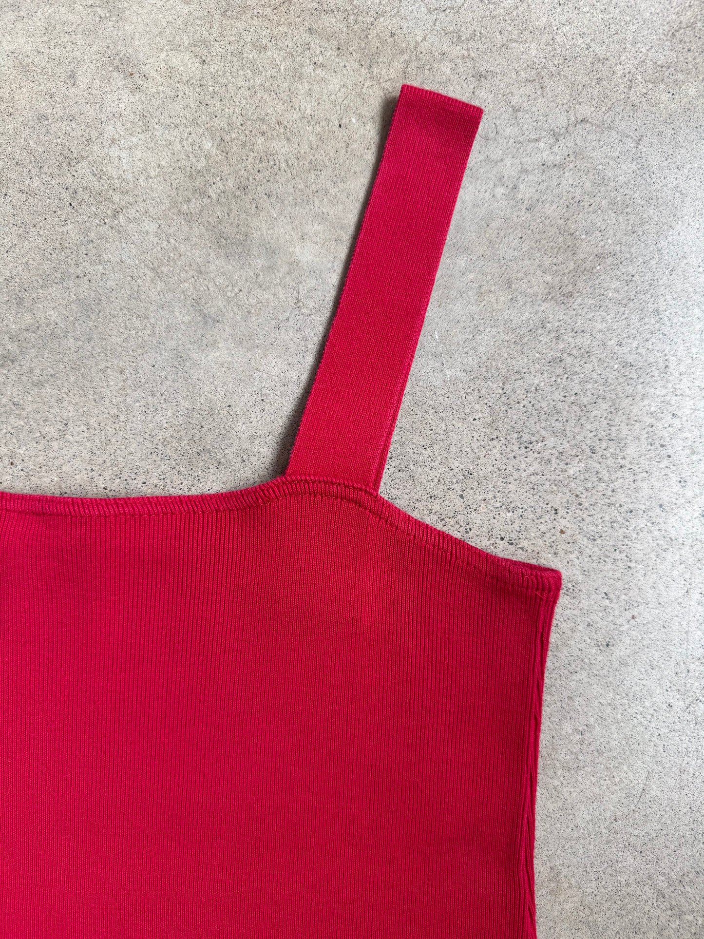 Vintage 1990s Joan Vass Red Cotton Knit Mini Dress | Small