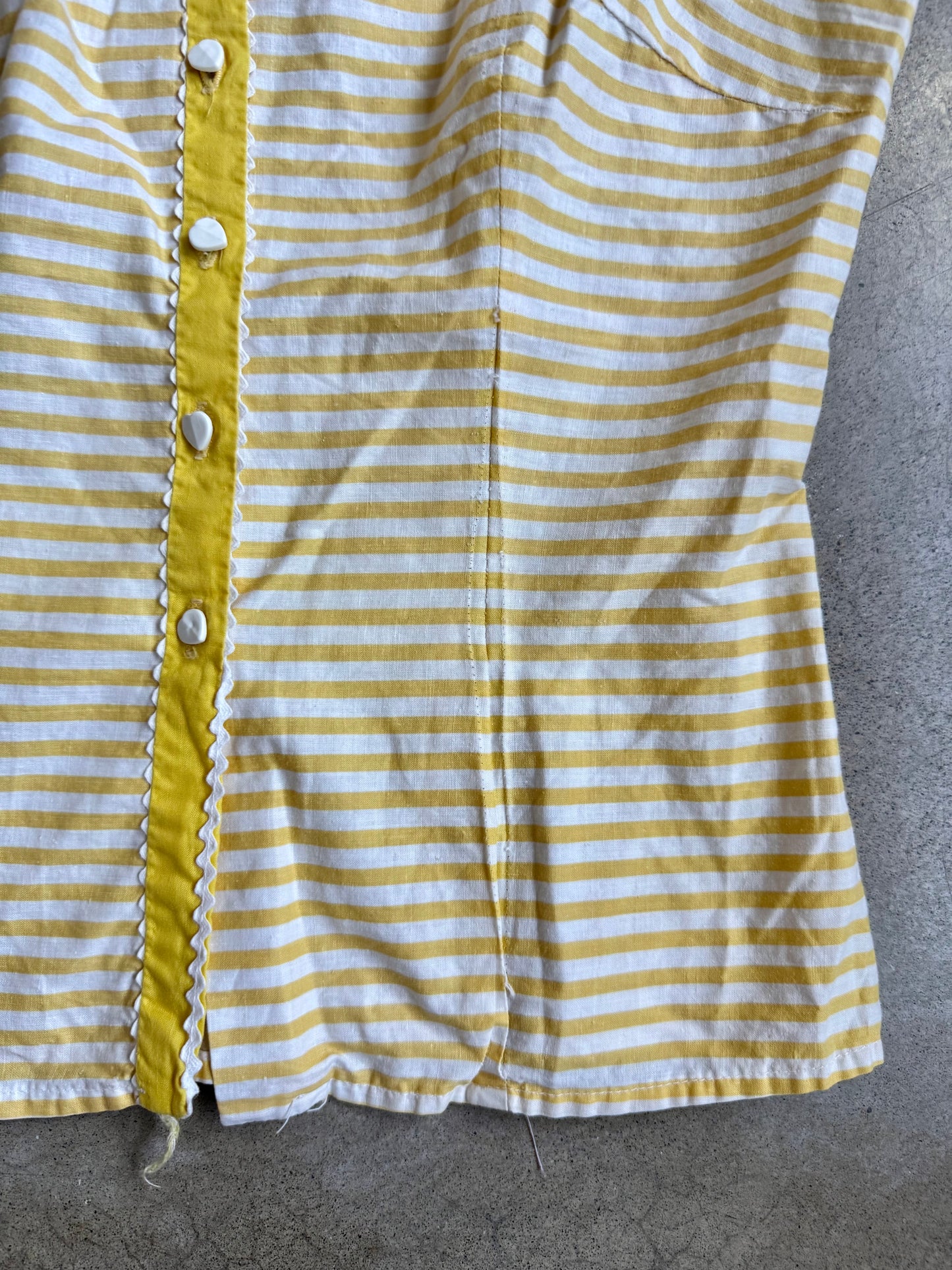Vintage 1950s Handmade Yellow & White Striped Two-Piece Skirt Set | Small