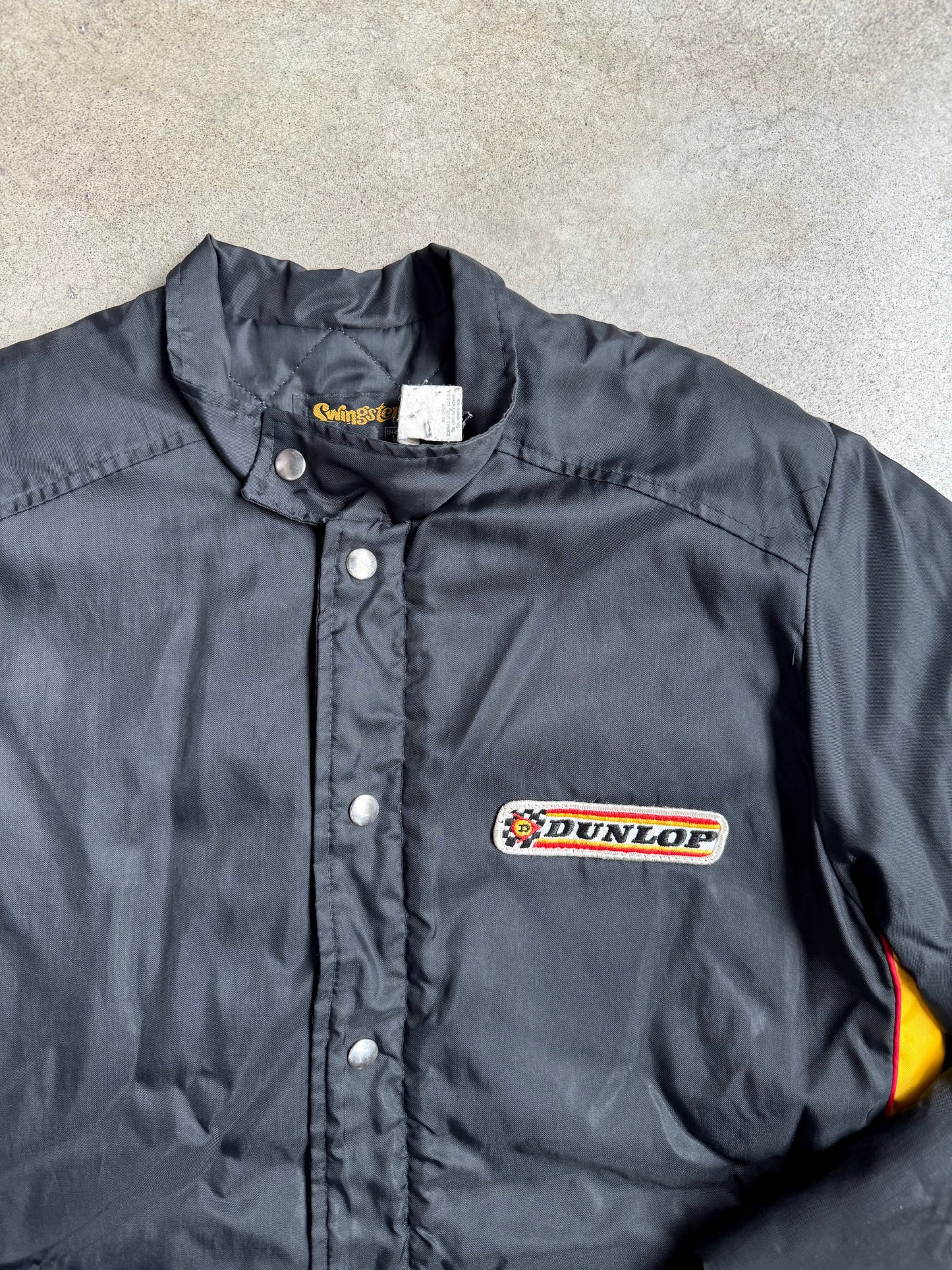 Vintage 1980s Swingster Black Dunlop Racing Jacket | Large